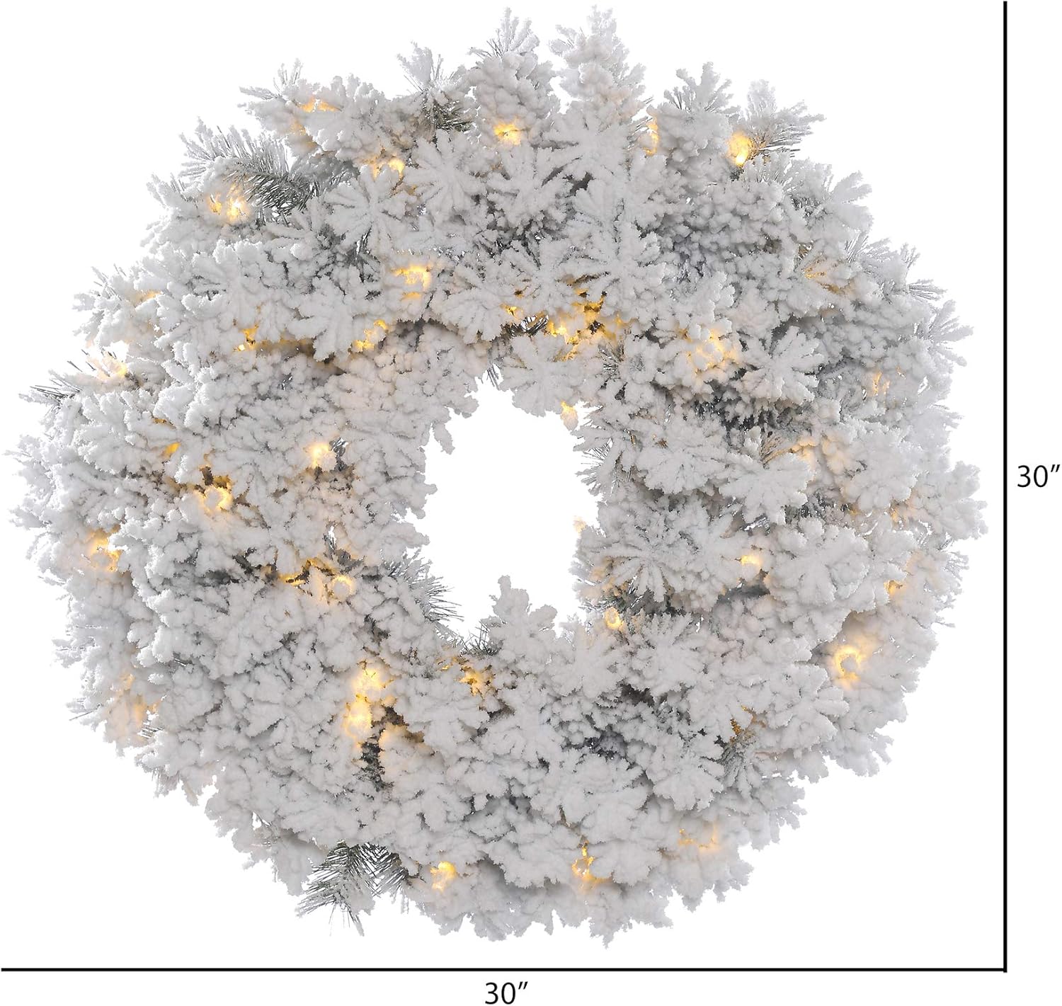 Vickerman 30 Inch Flocked Alaskan Artificial Wreath with LED Lights