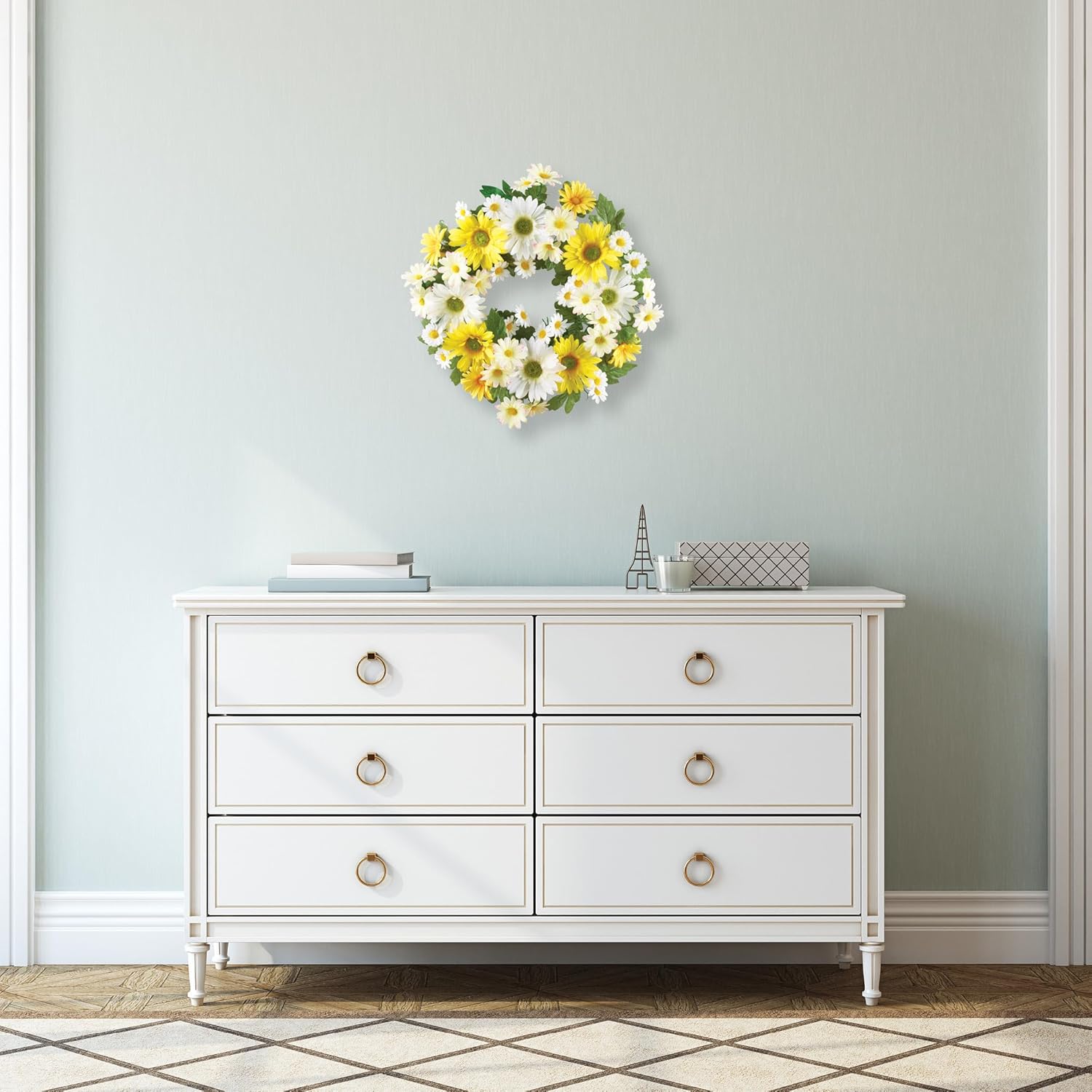 Beautiful Mixed Yellow and White Daisy Front Door Wreath