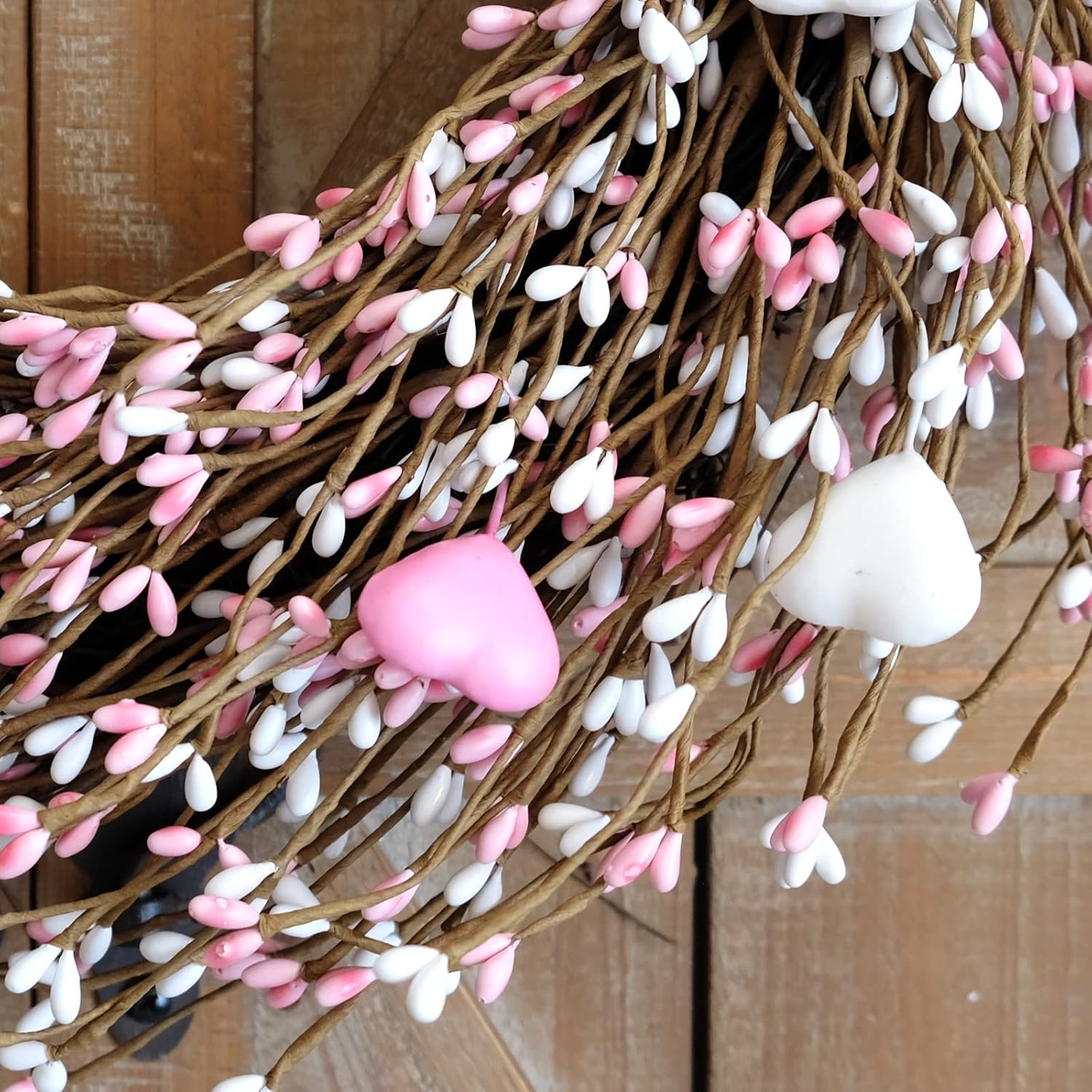 Pink White Berries Wreath 18 Inches for Front Door
