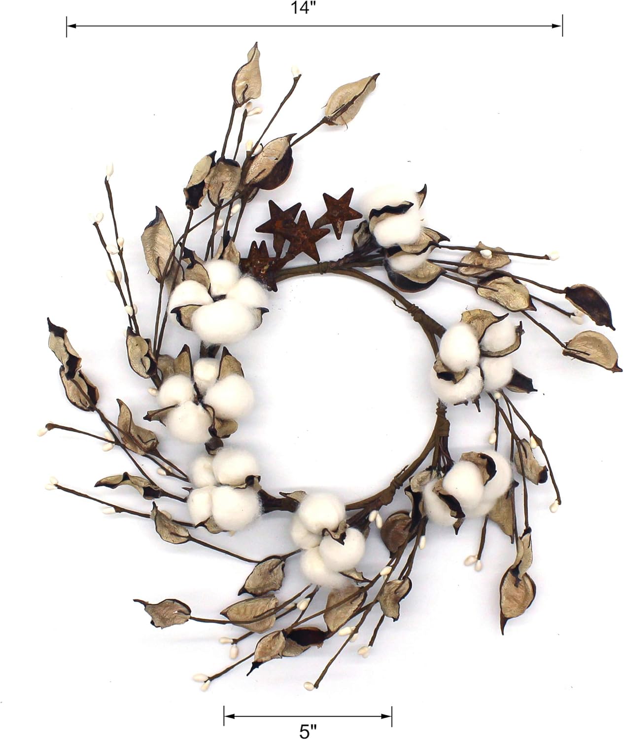 CVHOMEDECO Primitives Rustic Pod Wreath 14-Inch