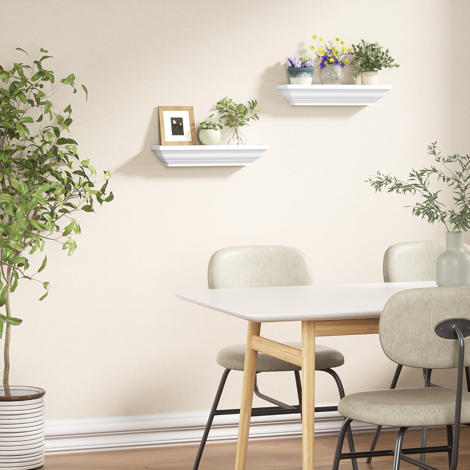 Alsonerbay Floating Shelves - 2 Pack White Rustic Wall Shelves