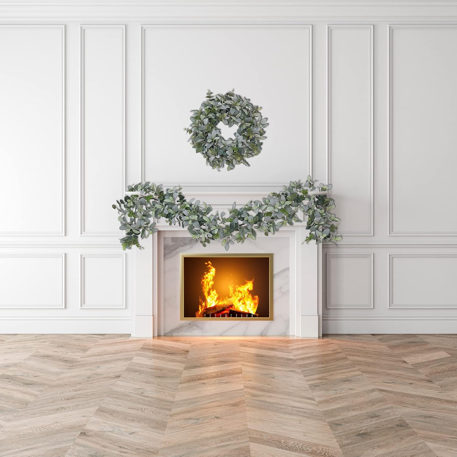 Puleo International 22 Inch Artificial Flocked Lambs Ear Wreath