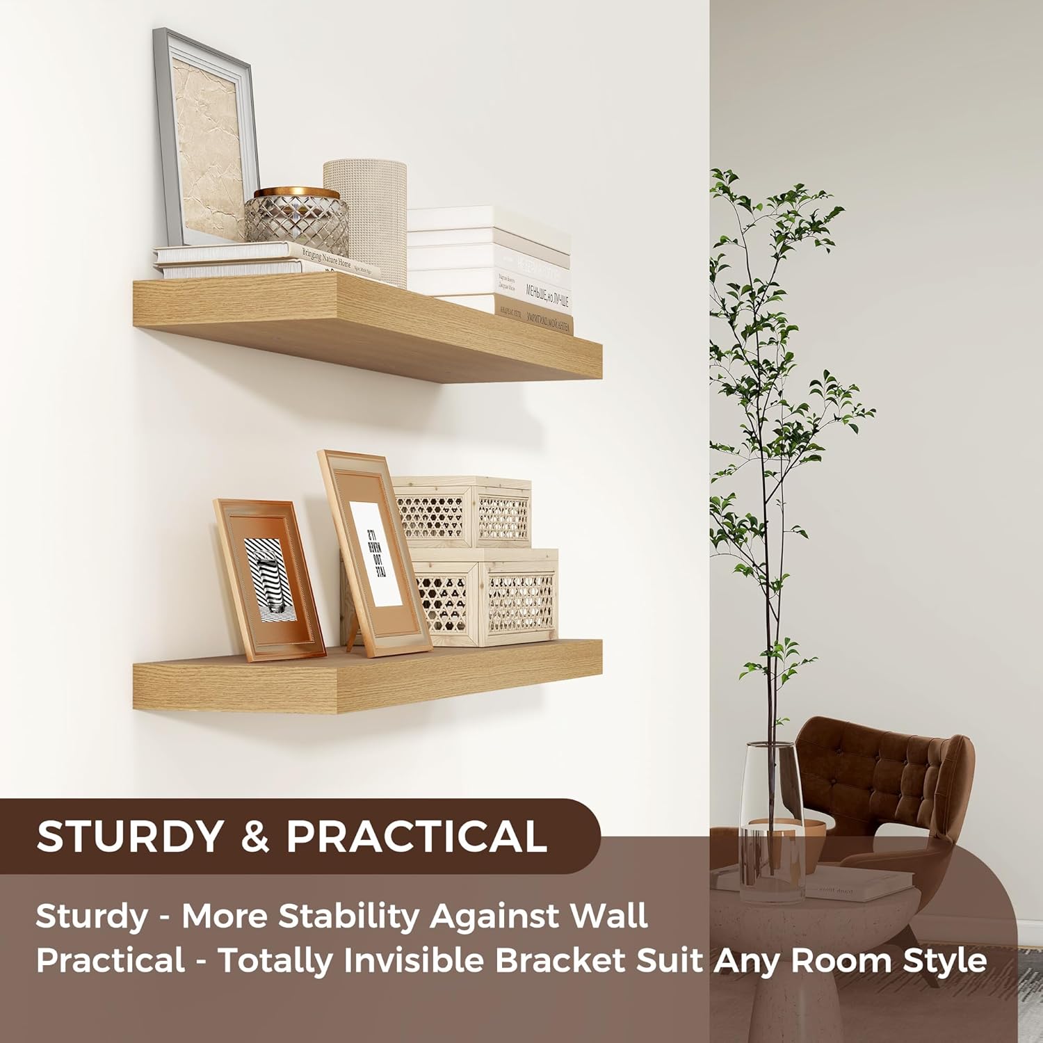 Venusmiles Floating Shelves 2 Pack 24 Inches Wide