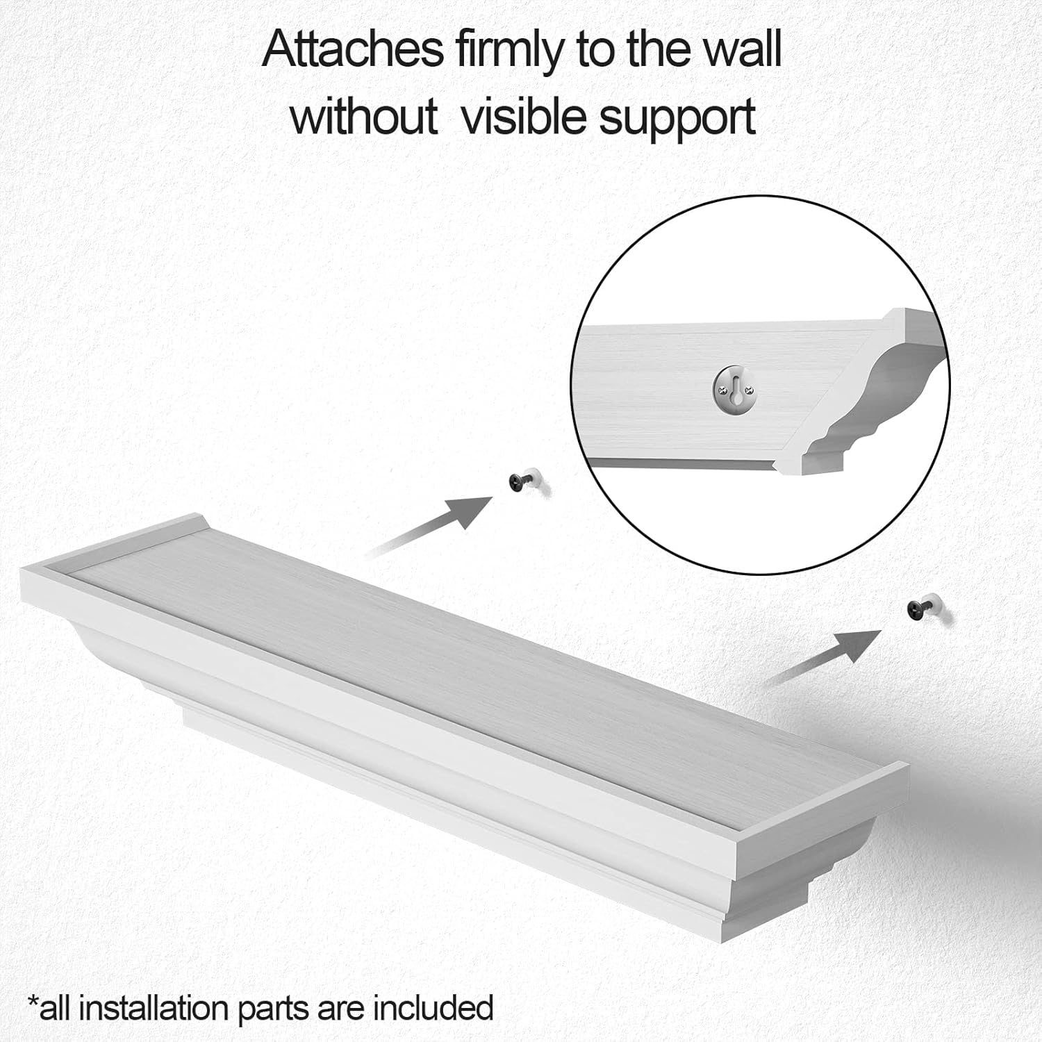 Alsonerbay Floating Shelves - 2 Pack White Rustic Wall Shelves