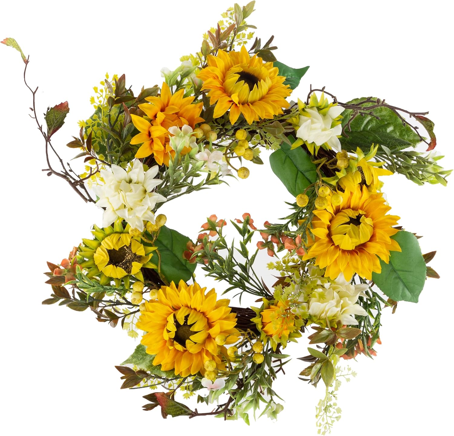22-Inch Artificial Sunflower Wreath for Home Decor