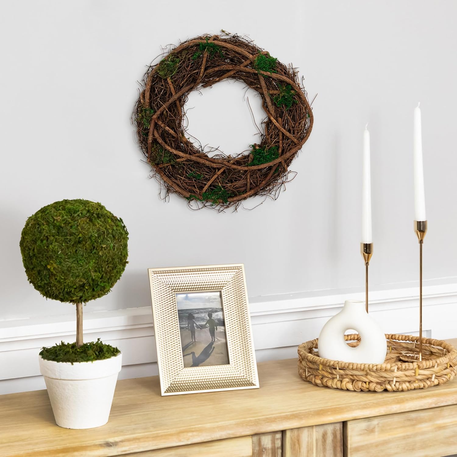 Northlight Moss and Twig Artificial Wreath 13 Inch Green Brown