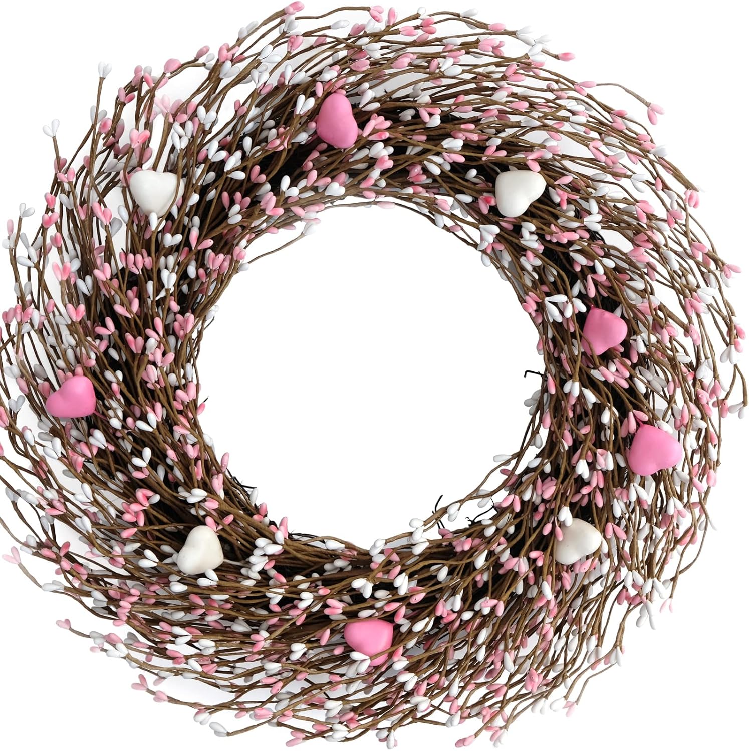 Pink White Berries Wreath 18 Inches for Front Door