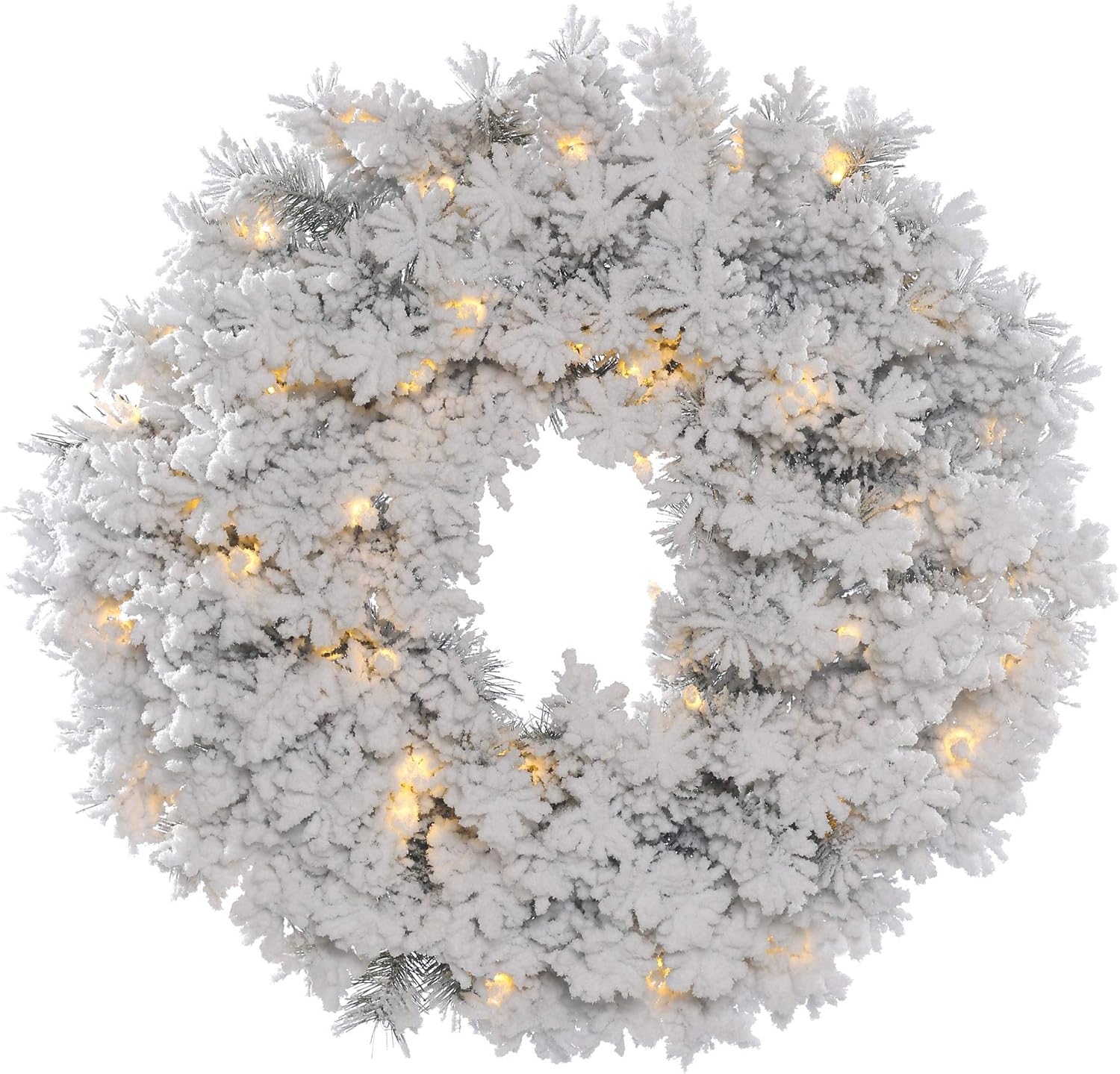 Vickerman 30 Inch Flocked Alaskan Artificial Wreath with LED Lights