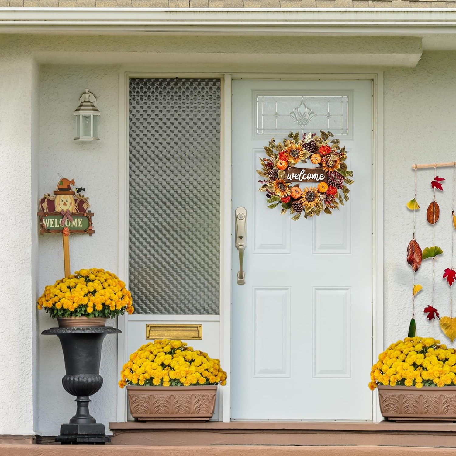 Sggvecsy Artificial Fall Wreath Autumn Decor