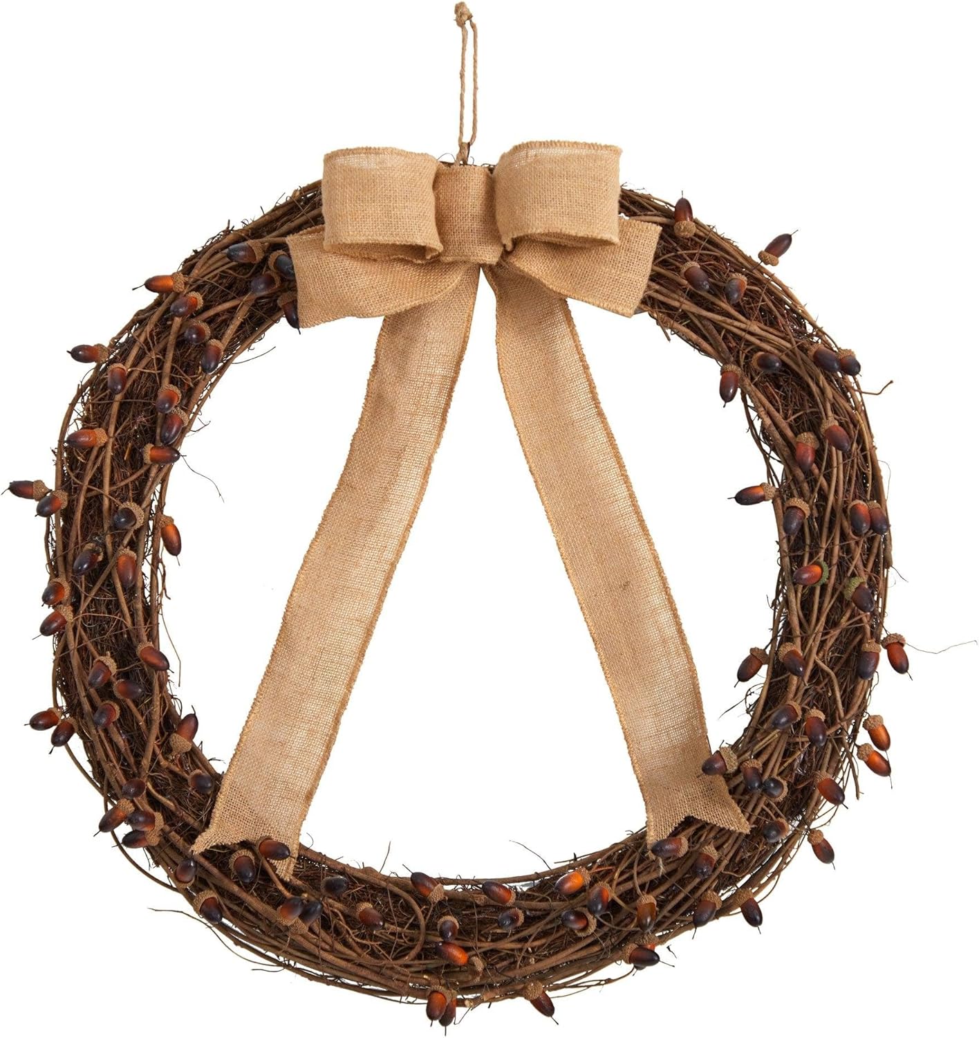 Nearly Natural 30in Fall Acorn Bow Wreath