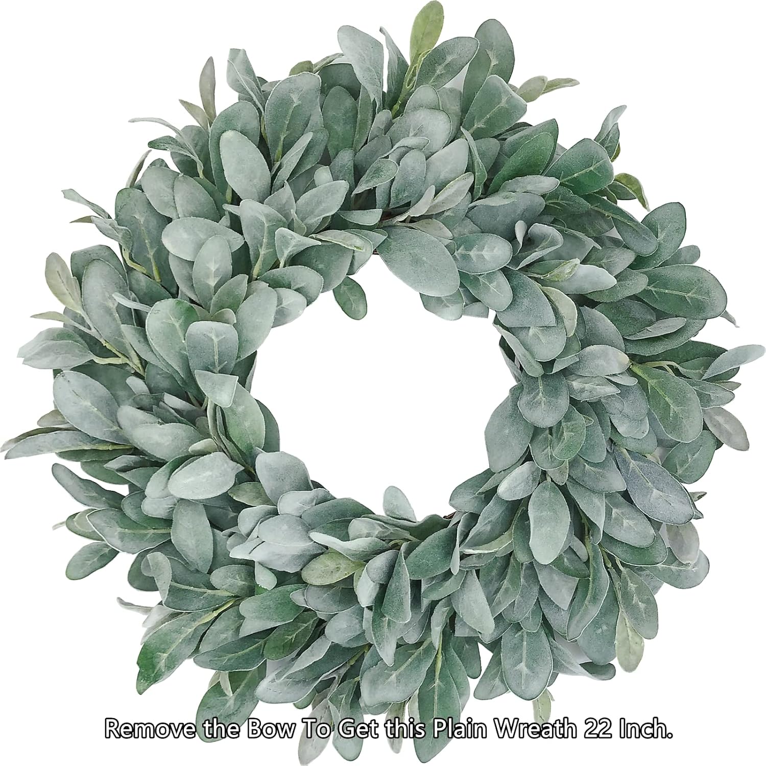 Easy Fine Lambs Ear Wreath 22-24 Inches Burlap Bow