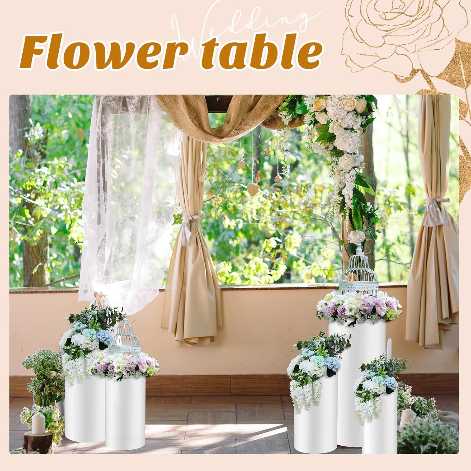 5 Pcs Cylinder Stands for Party - White Cake Pedestal Displays