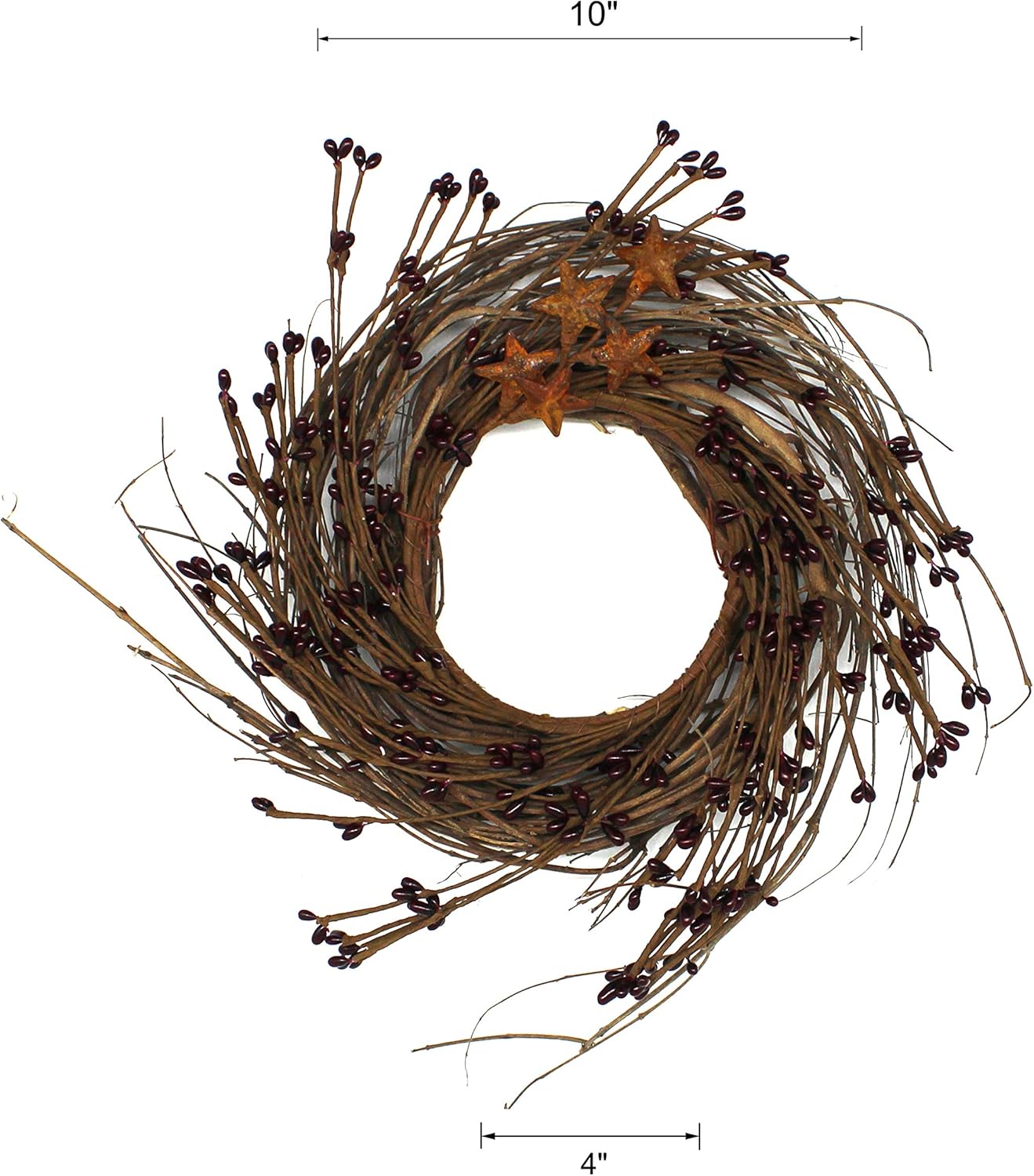 CVHOMEDECO Rustic Pip Berries and Twig Wreath 10 Inch Burgundy