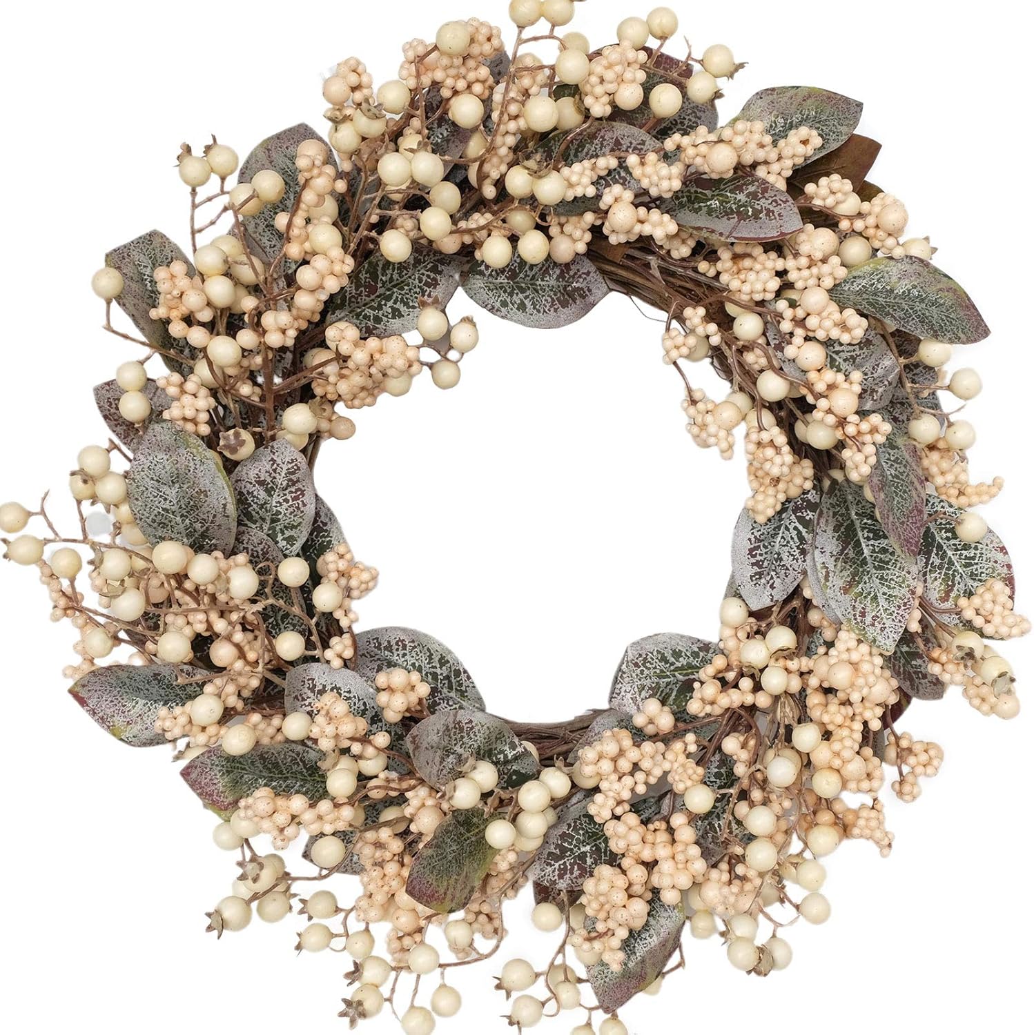 Idyllic Artificial Eucalyptus Leaf Wreath with White Berries