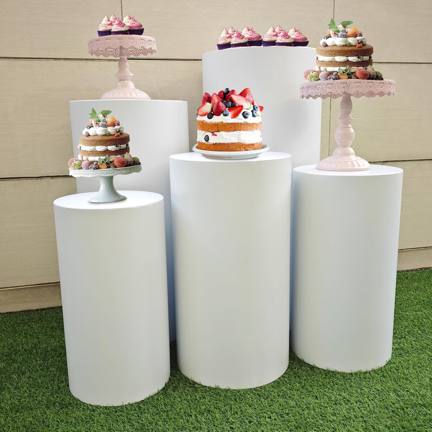 5Pcs Round Cylinder Pedestal Stands for Party Displays