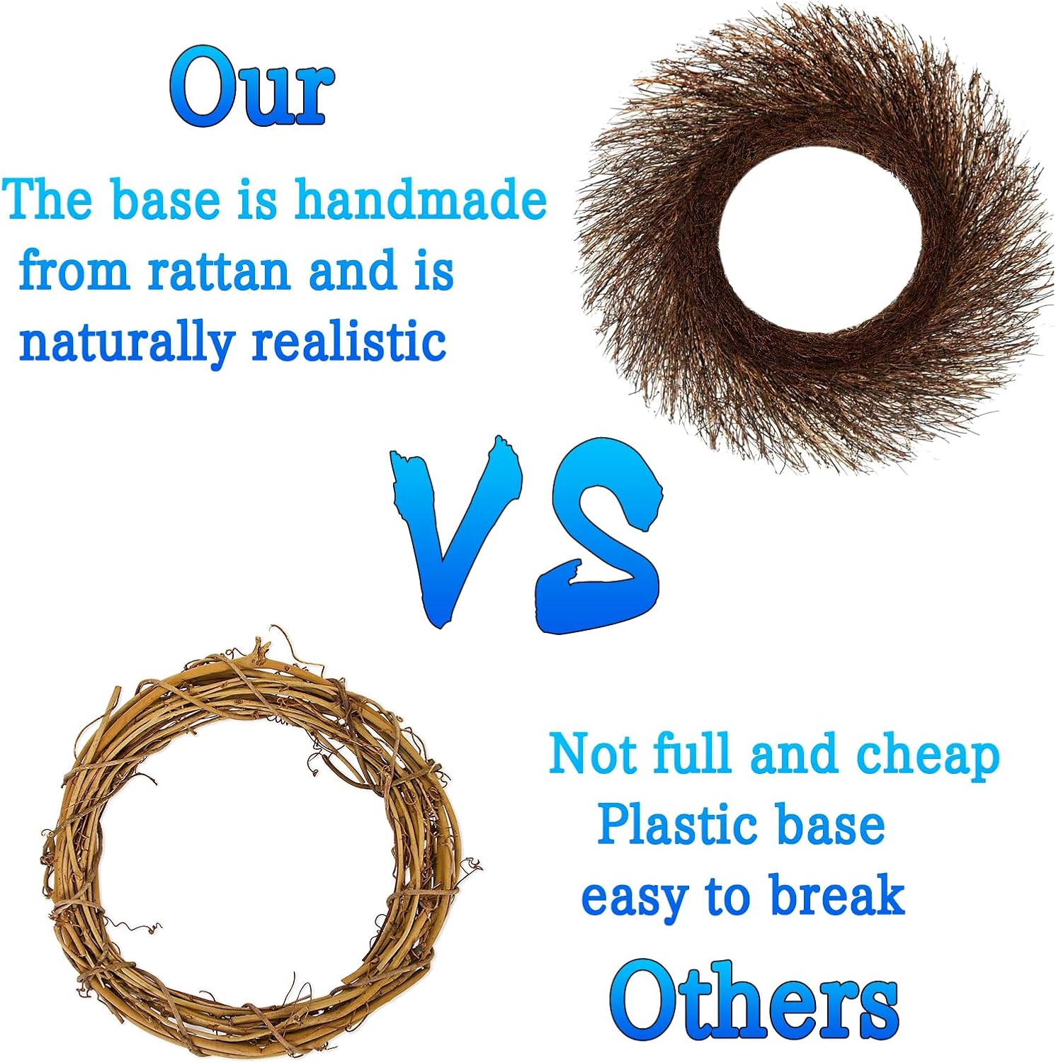 Temfmy 18 Inch Rattan Vine Branch Wreath for DIY Crafts