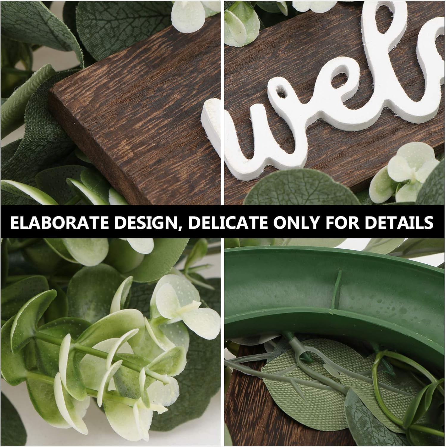 VALICLUD Welcome Wreath Door Sign with Green Leaves