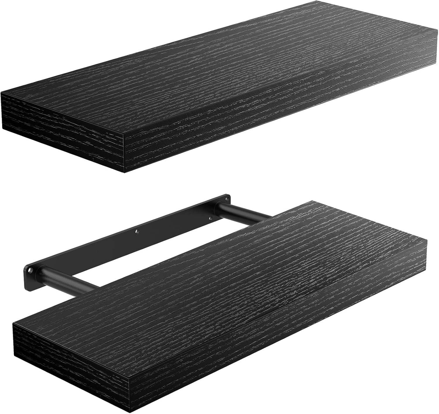 Amada Floating Shelves Wall Mounted Set of 2 Black 15x7 Inch