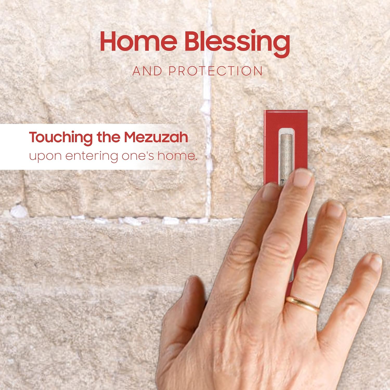 Modern Acrylic Mezuzah Case for Door - Red 6 Inch