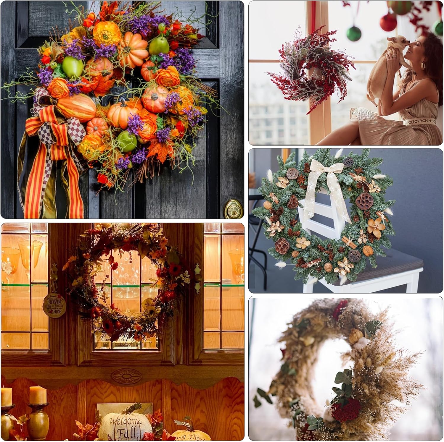 Temfmy 18 Inch Rattan Vine Branch Wreath for DIY Crafts