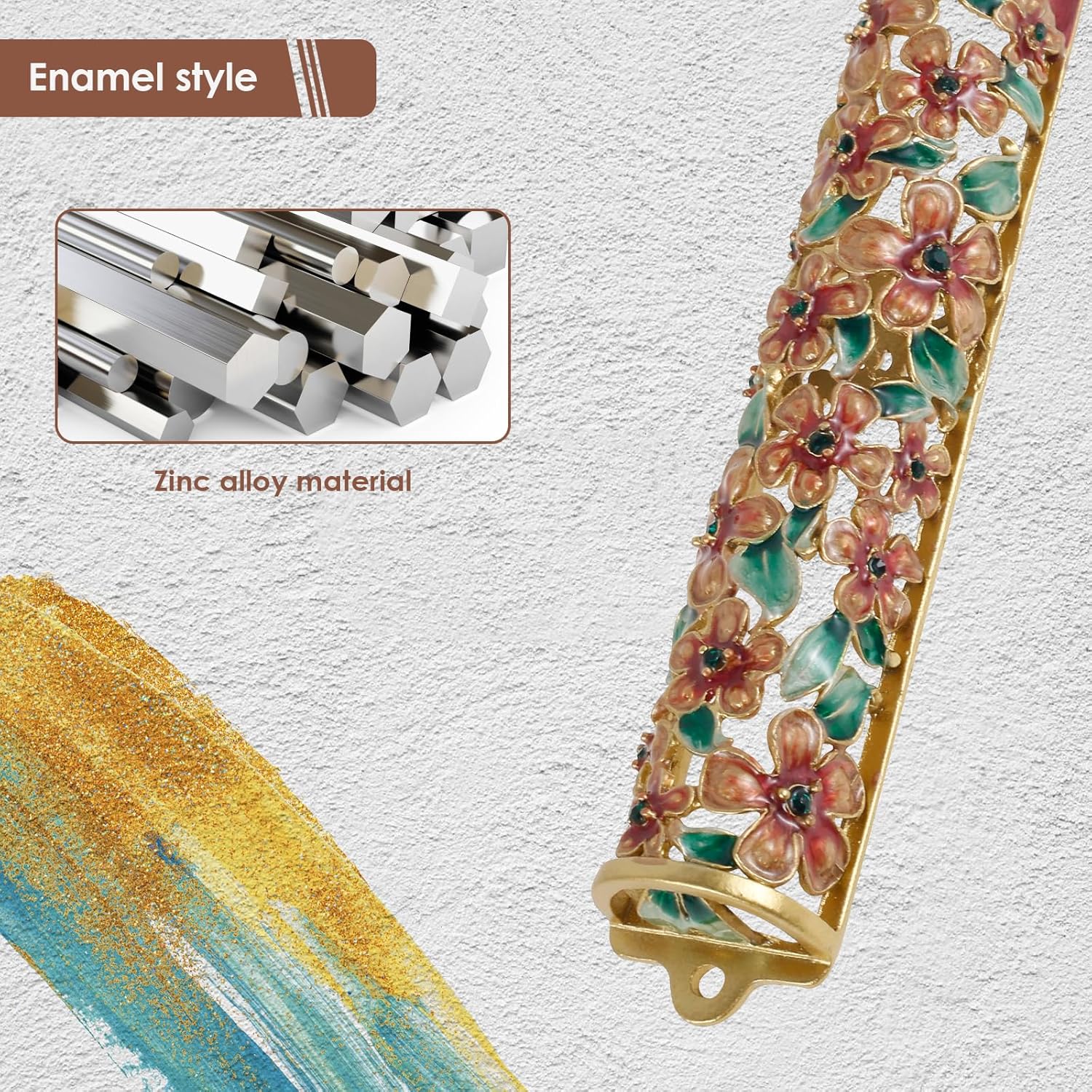 Hand Painted Zinc Alloy Enamel Mezuzah Gold