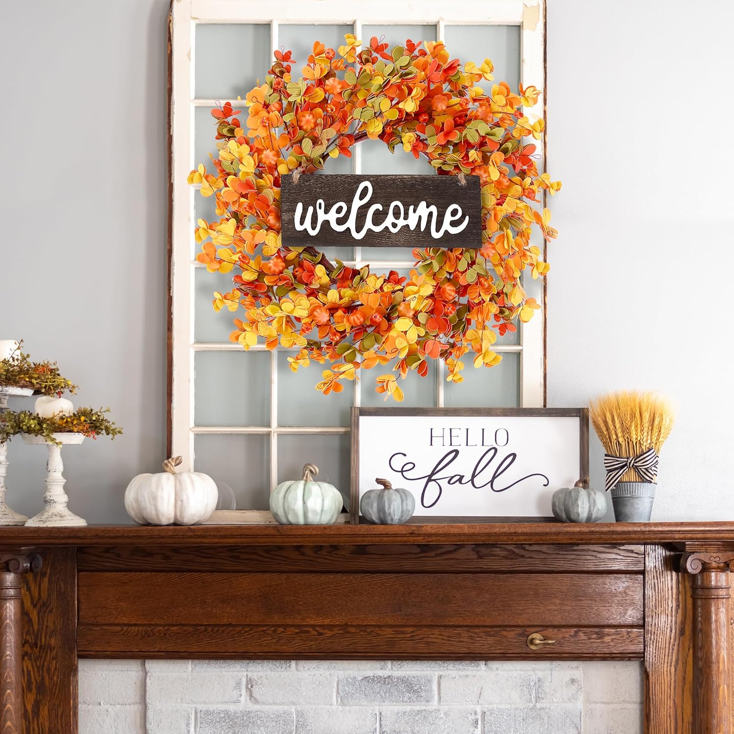 Sggvecsy 20 Inch Autumn Front Door Wreath
