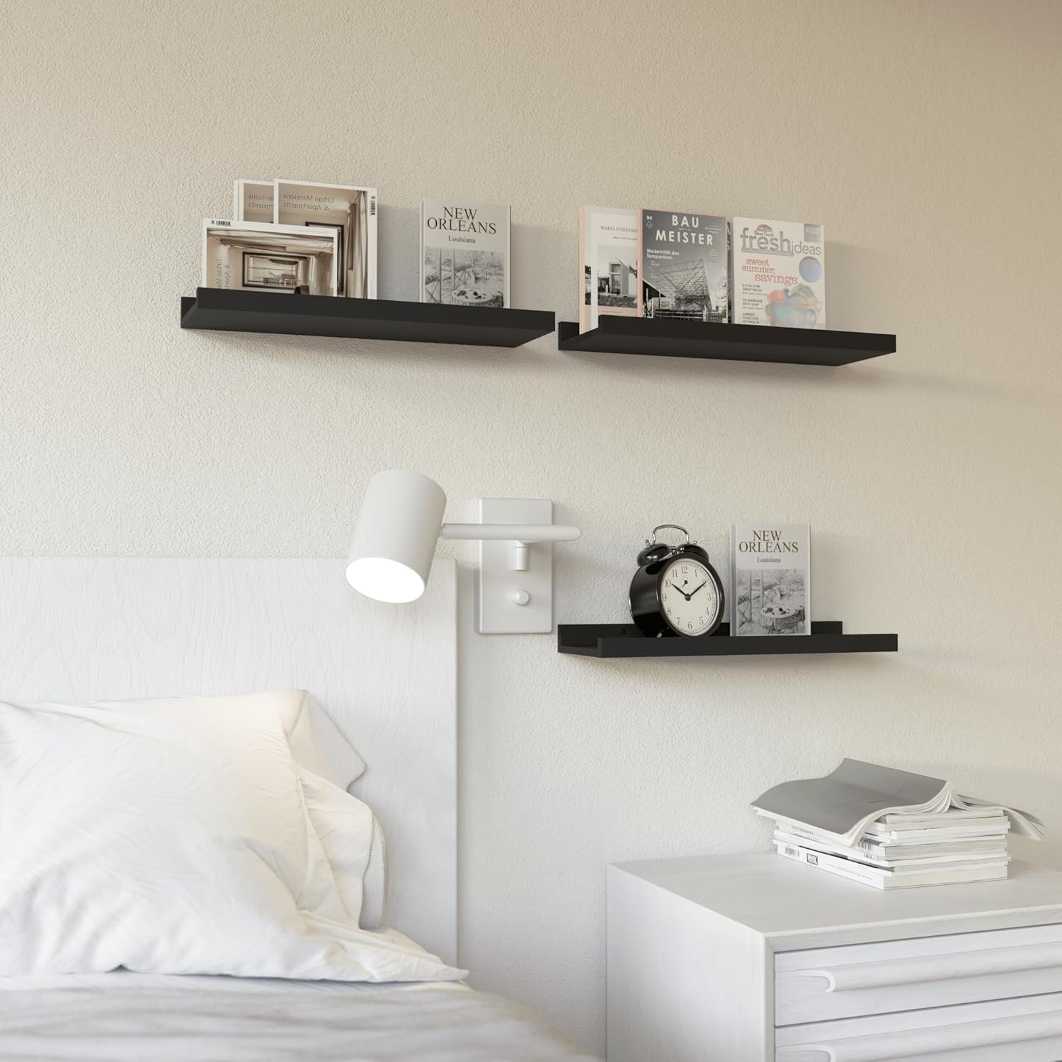 RICHER HOUSE 3 Set Floating Shelves for Wall Black