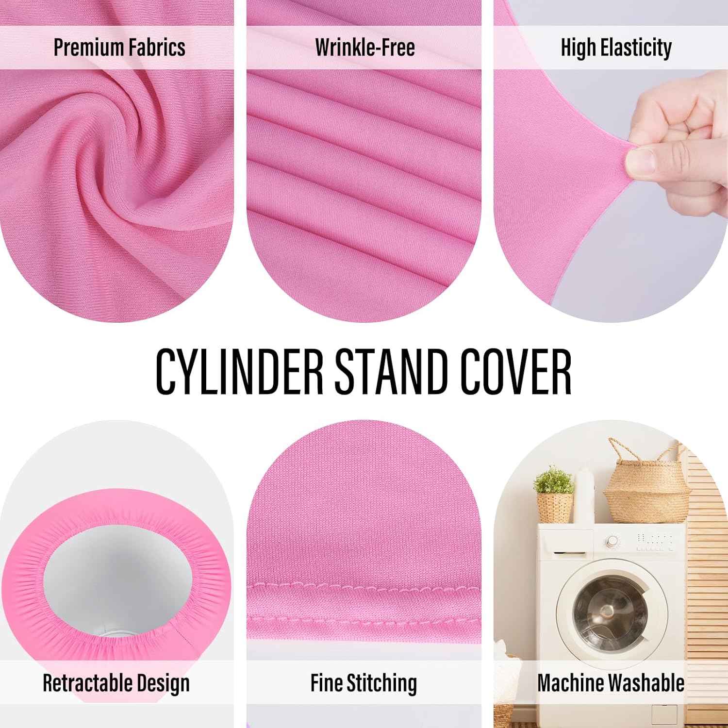LEBENGURU 3Pcs Cylinder Pedestal Stand Covers Pink