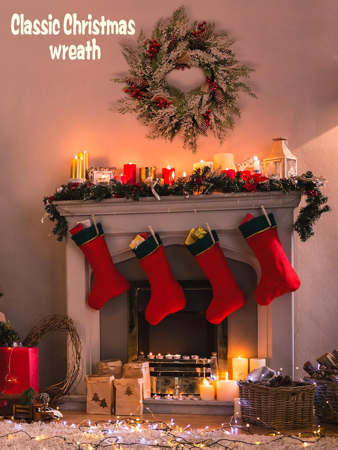 23 Christmas Wreath with Hangers 2 Pack