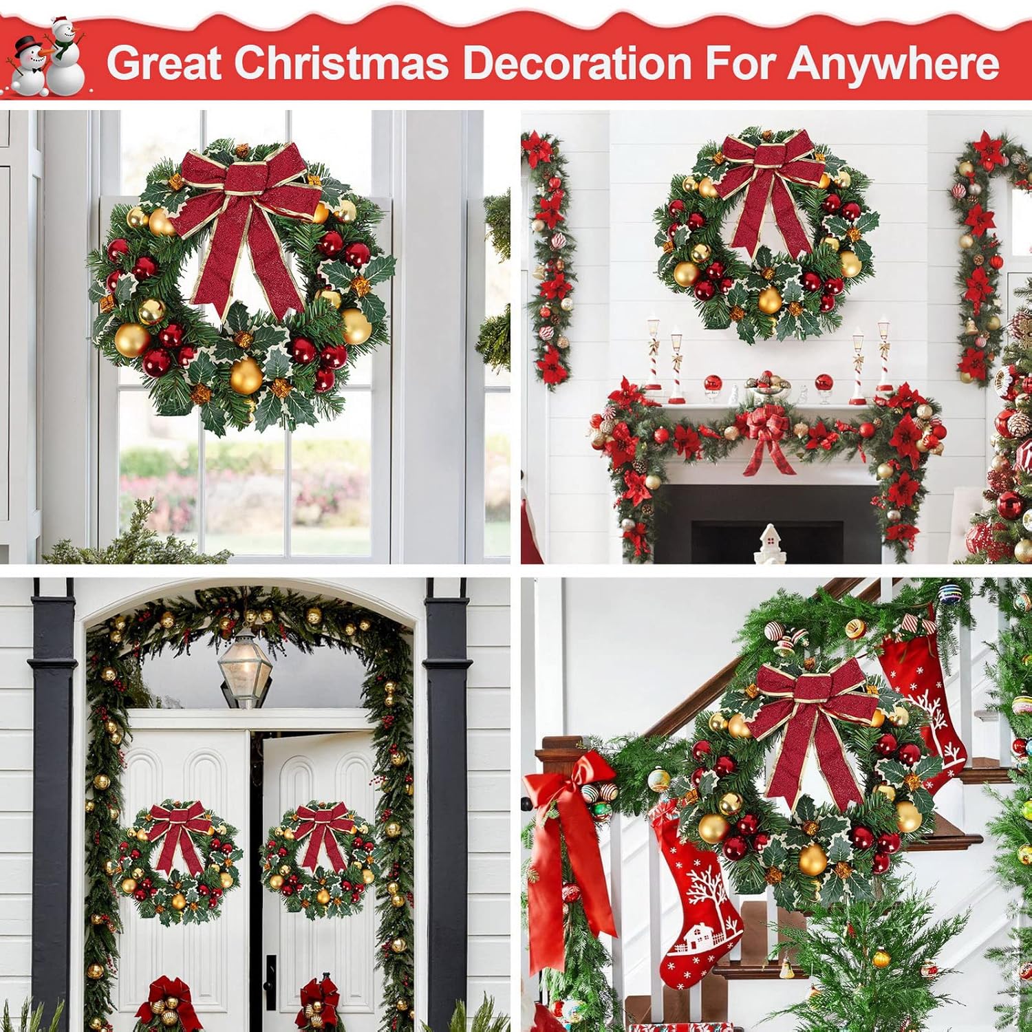 LASPERAL 17 Inch Artificial Christmas Door Wreath