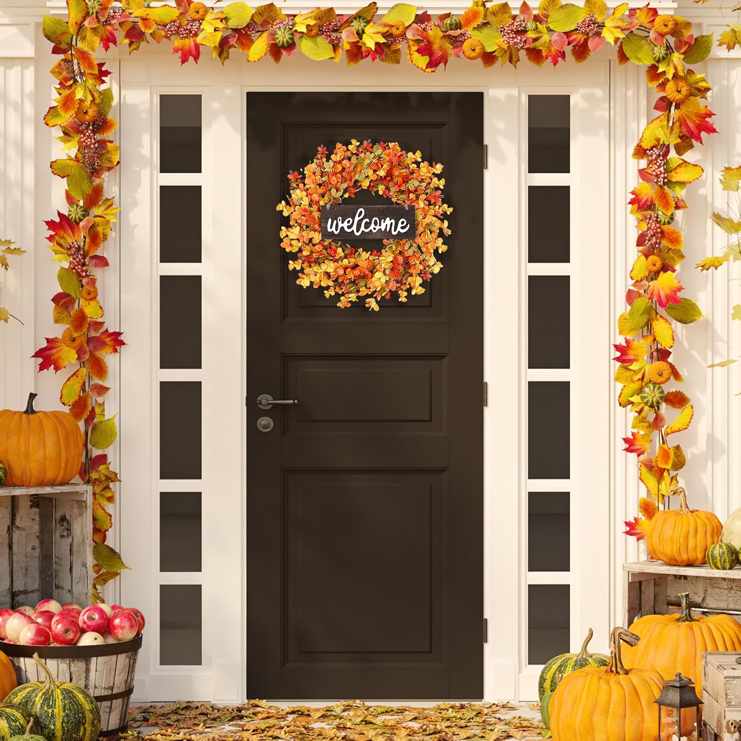 Sggvecsy 20 Inch Autumn Front Door Wreath
