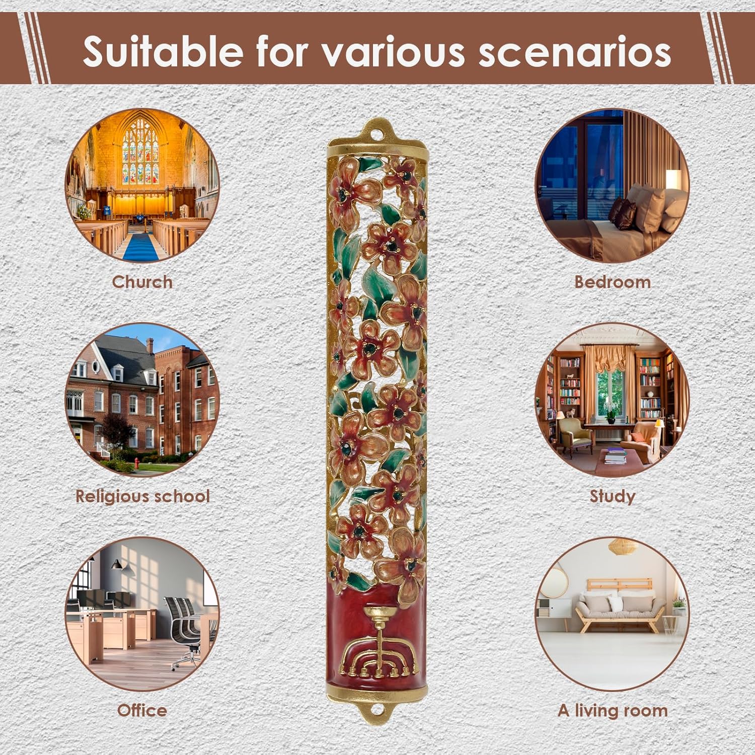 Hand Painted Zinc Alloy Enamel Mezuzah Gold