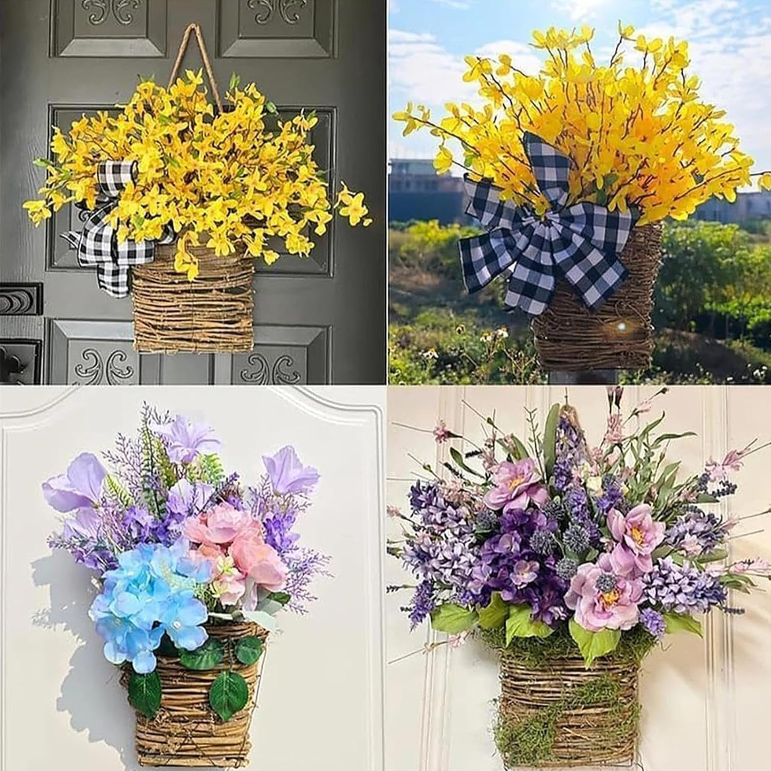 Hydrangea Door Hanging Basket Wreath Yellow