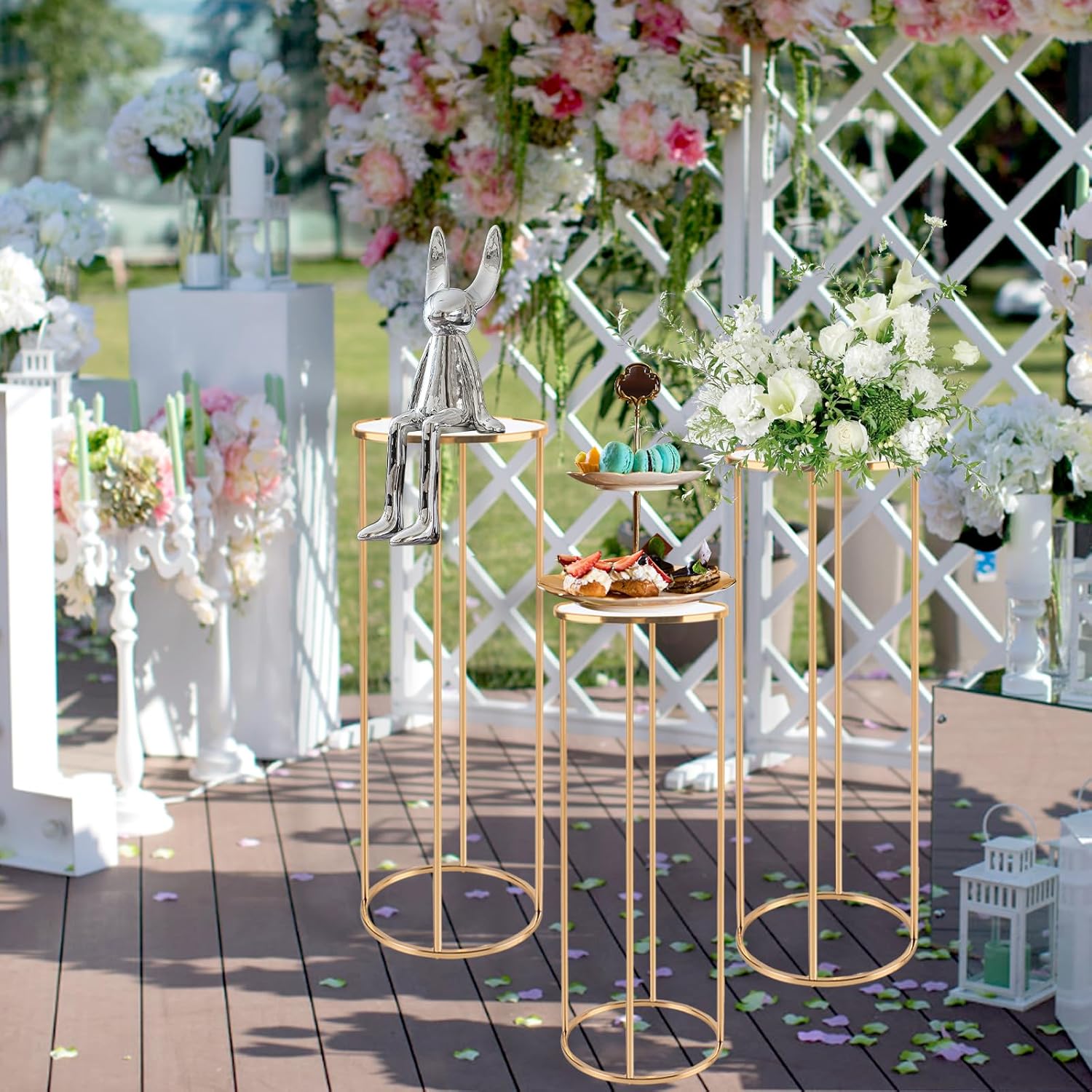 3pcs Cylinder Pedestal Stand Rose Gold