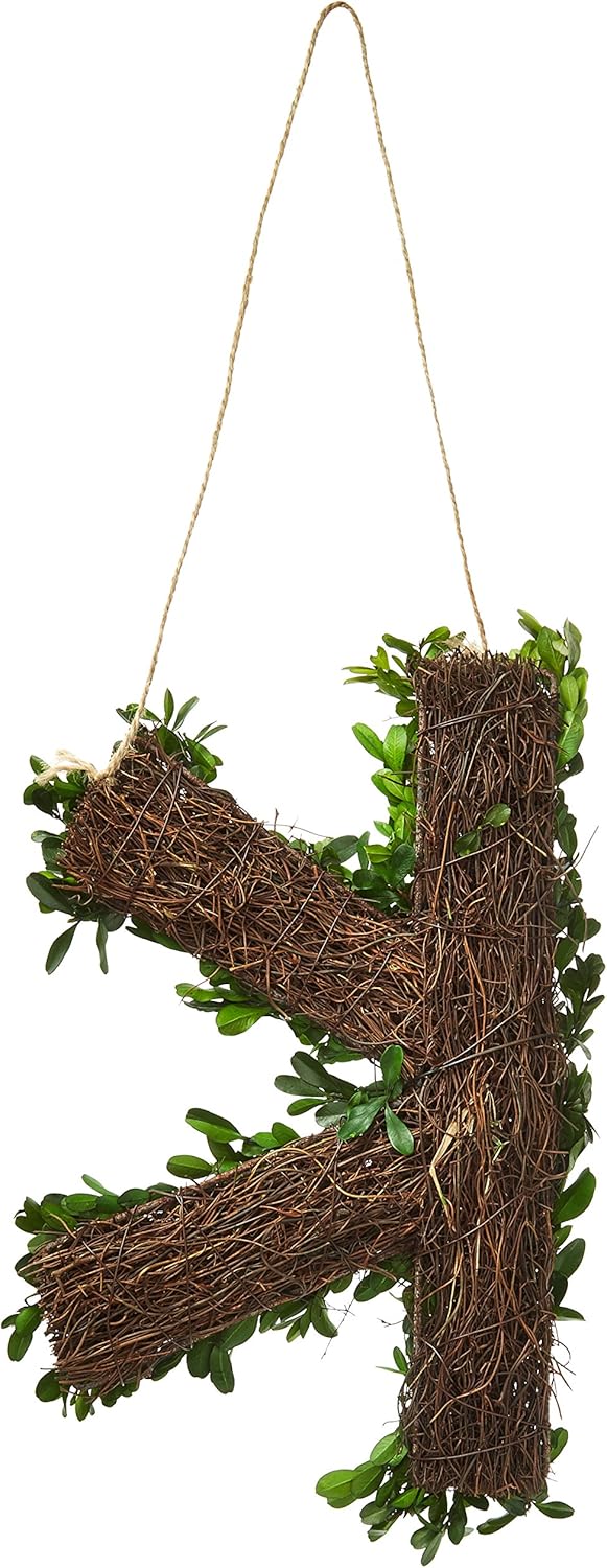 12 Inch Real Preserved Boxwood Monogram Wreath Letters K