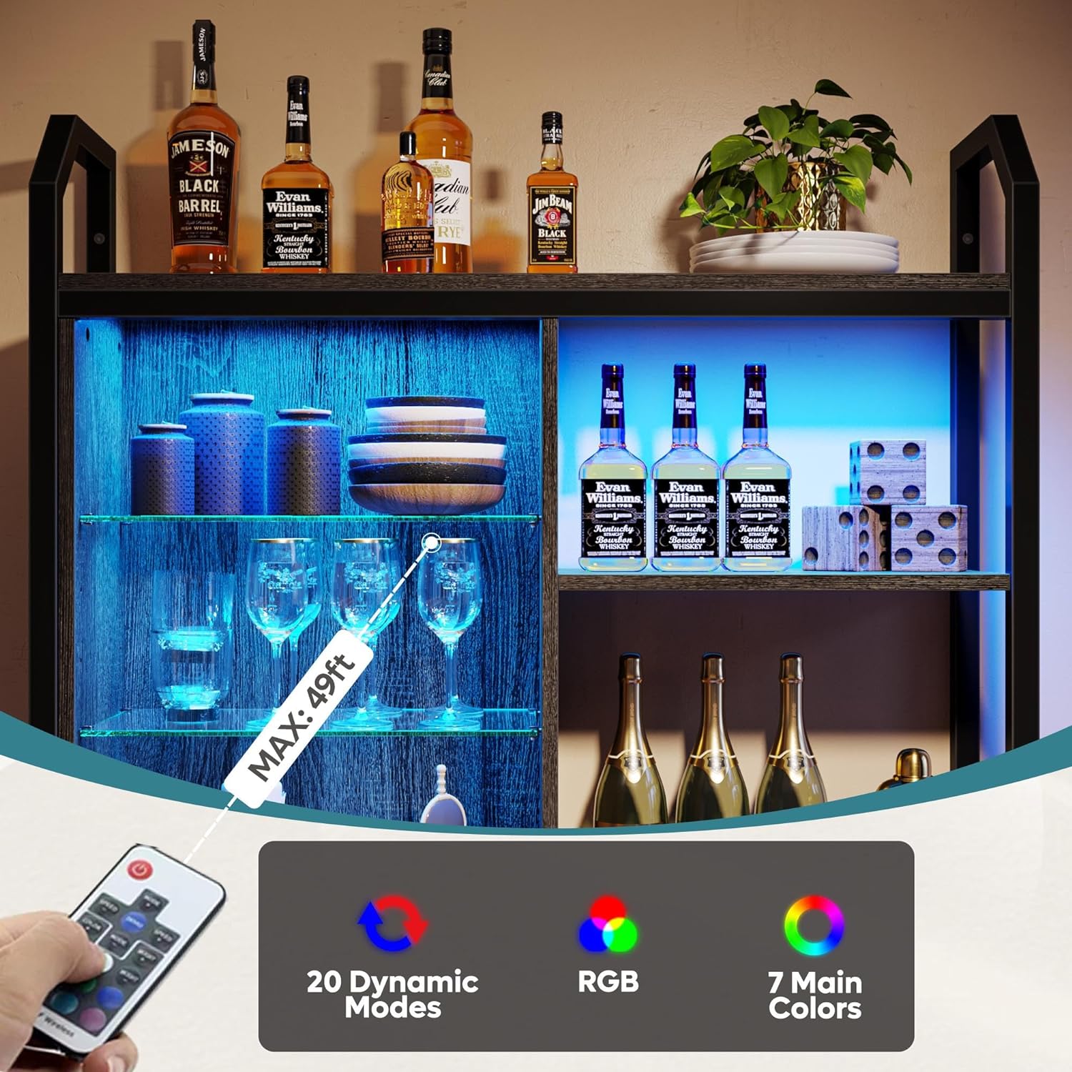 Bestier Gaming Floating Shelves with LED Lights