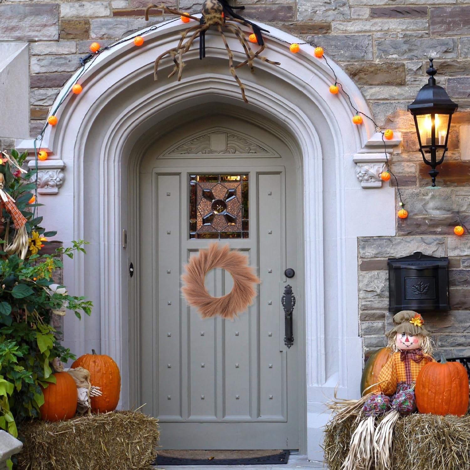 Pampas Grass Wreath 24 Inch Farmhouse Decor Taupe
