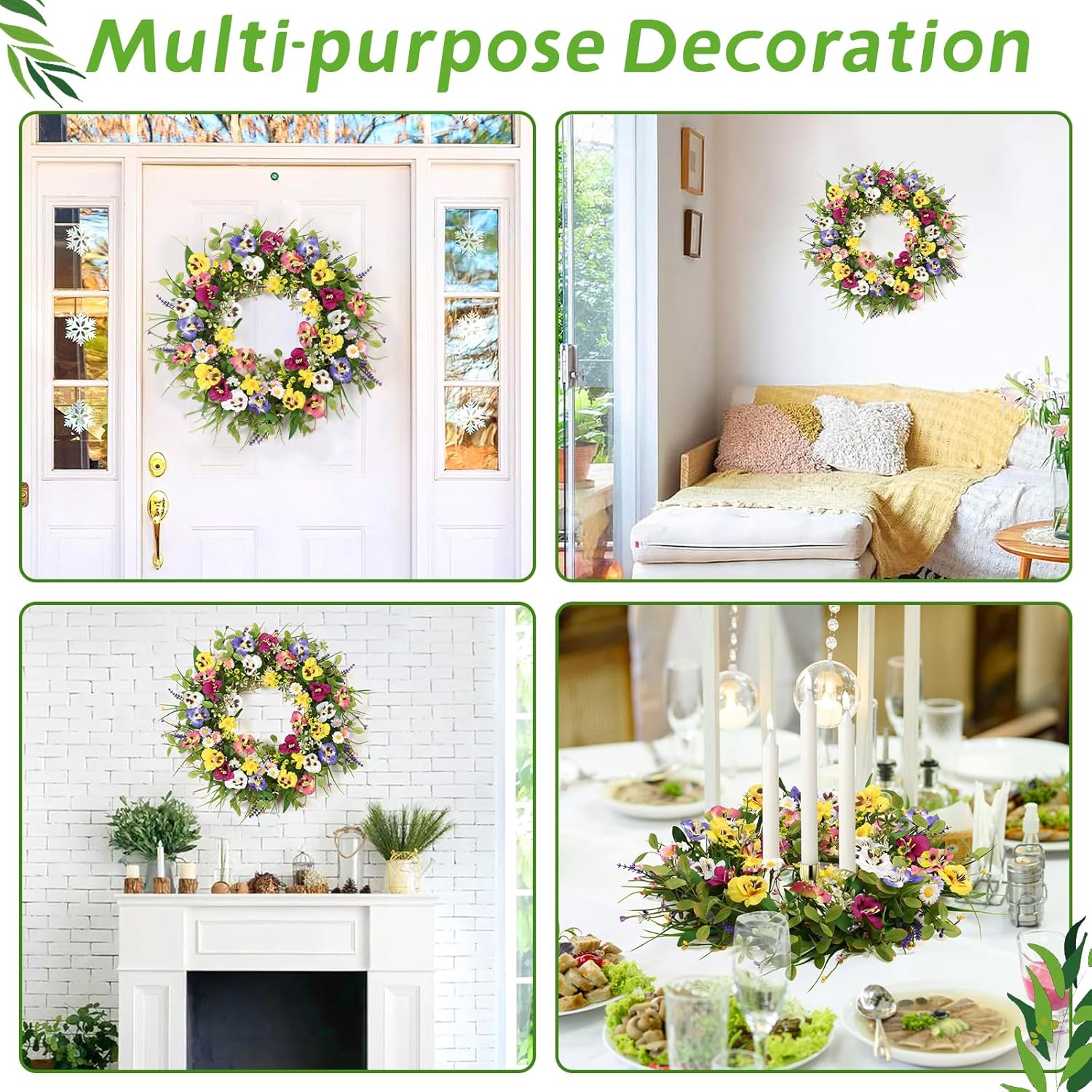 Handmade 20 Inch Spring Summer Wreath for Front Door