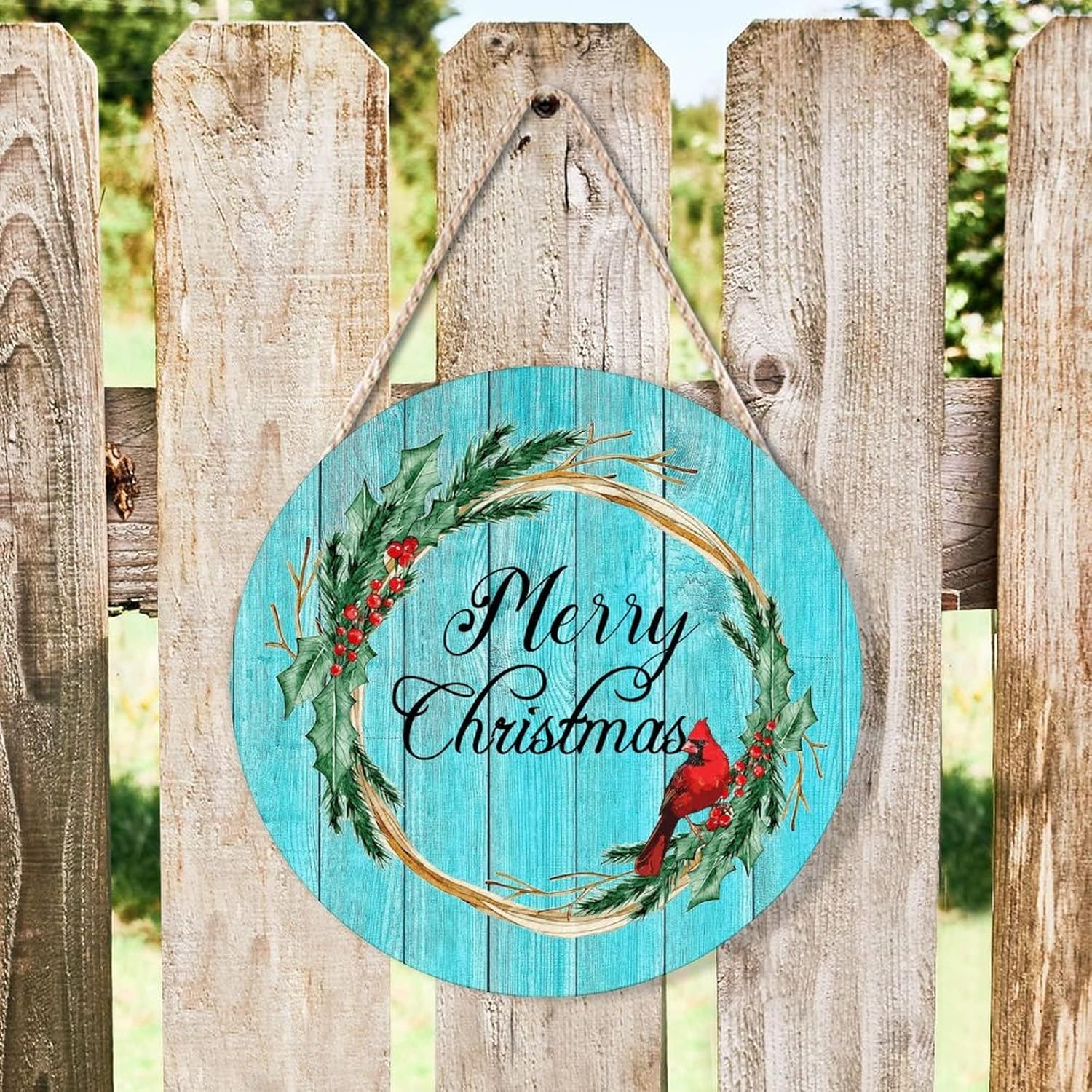 Red Bird Holly Berry Wreath Door Hanger Home Decor