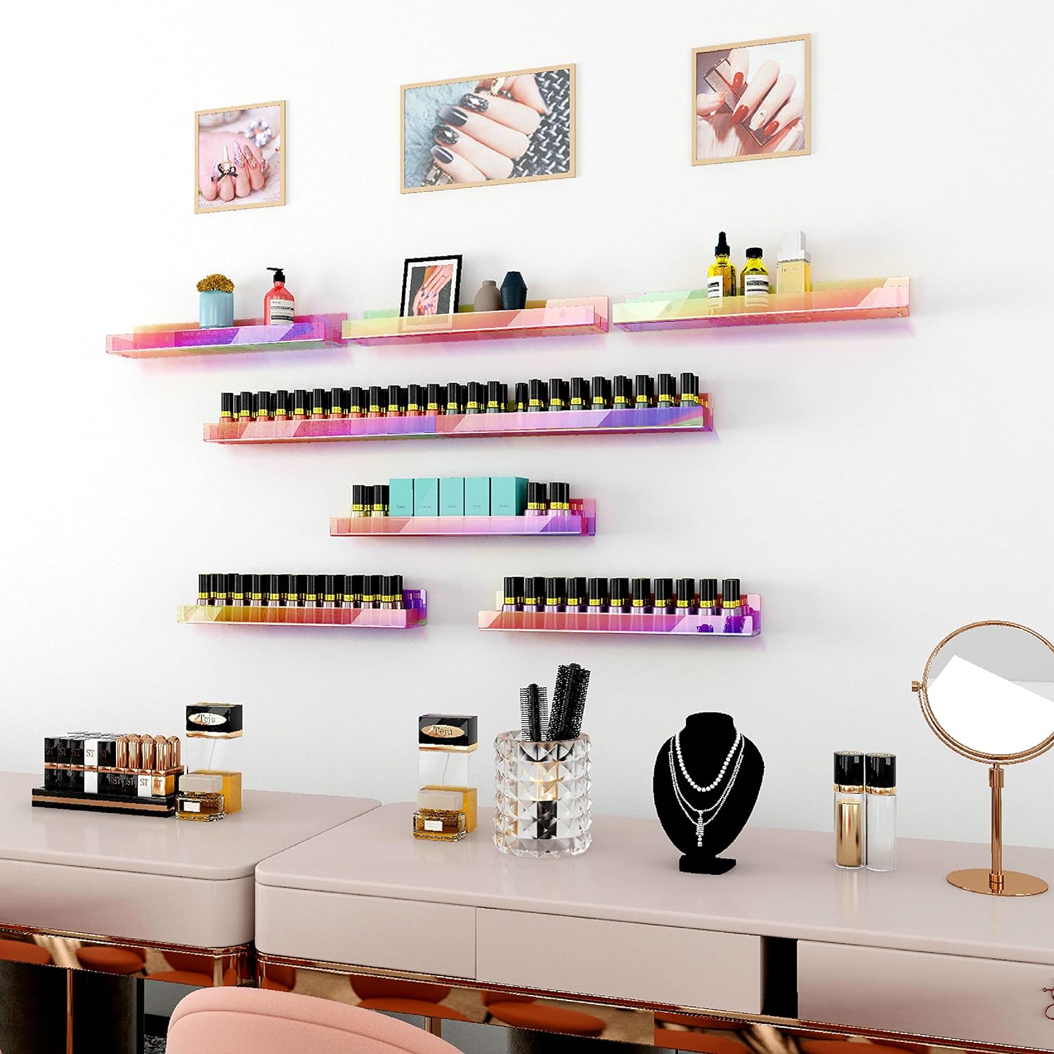 4 Pack 15 Inch Iridescent Acrylic Floating Wall Shelves