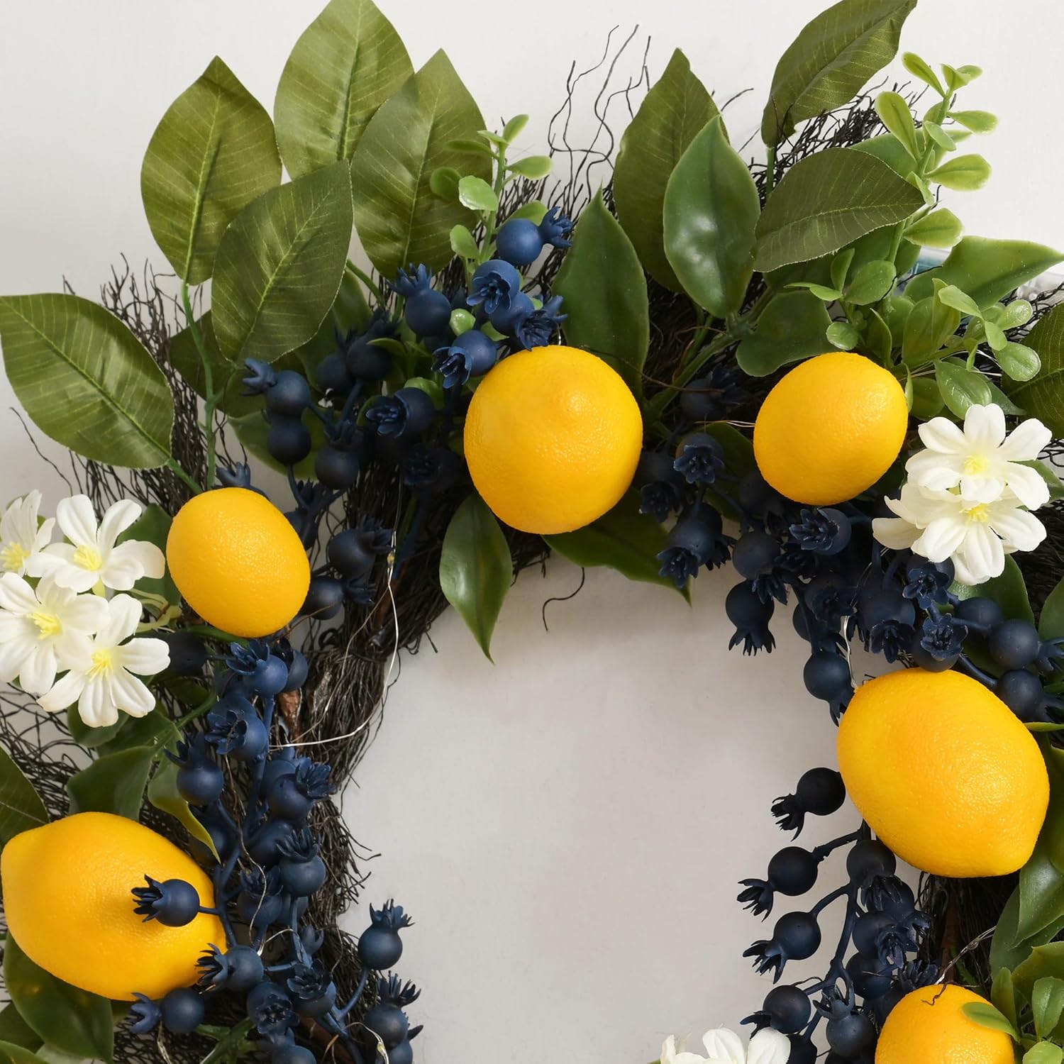 Valery Madelyn 24 Inch Spring Lemon Wreath and 6ft Garland Bundle