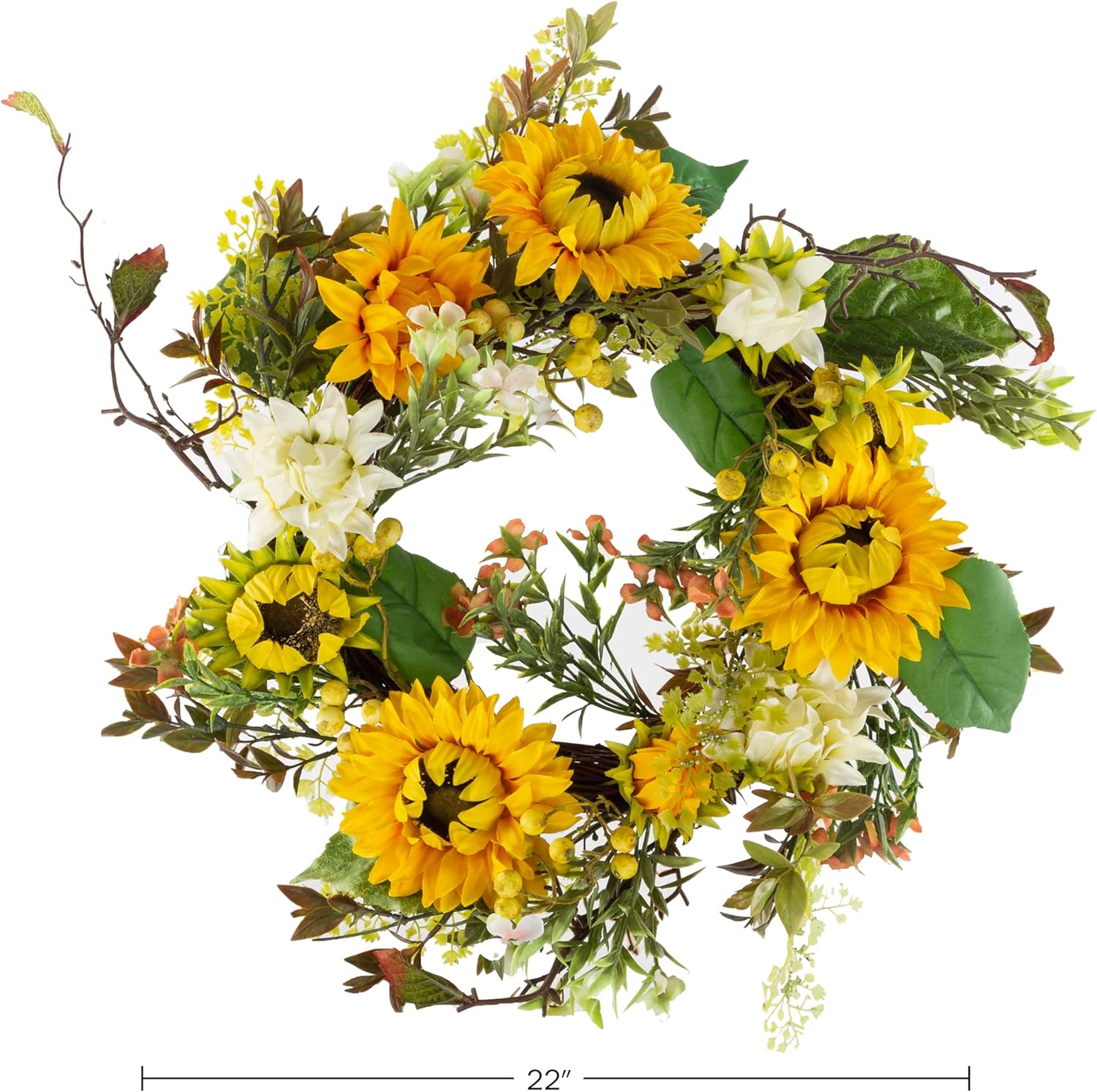 22-Inch Artificial Sunflower Wreath for Home Decor