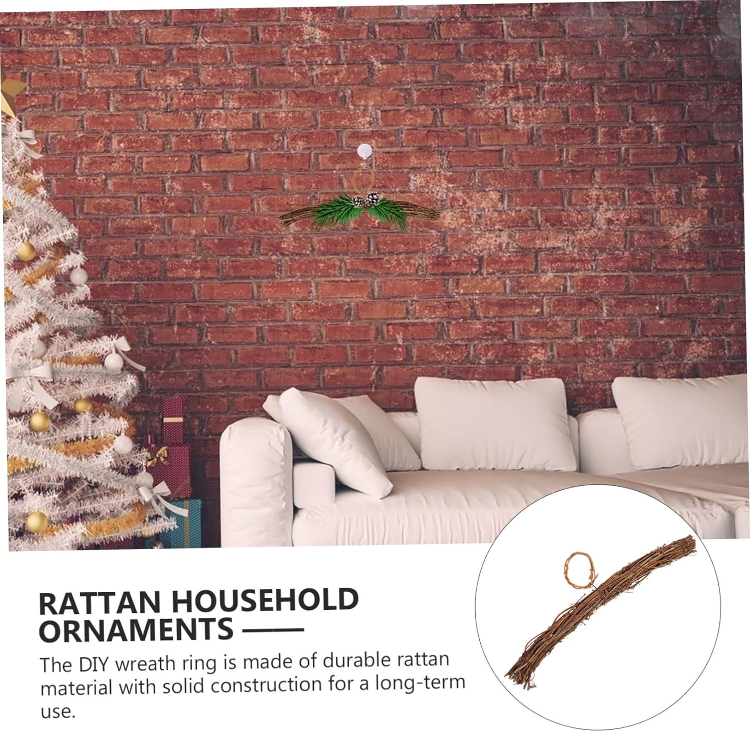 Cabilock Heart Shaped Rattan Wreath Hanger Front Door Decor
