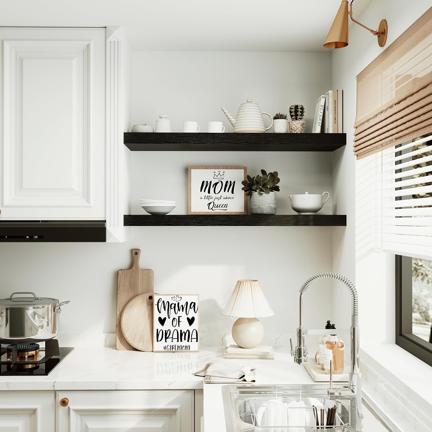 Vivelove Black Floating Shelves Wall 10 Inch Deep 36x103x18