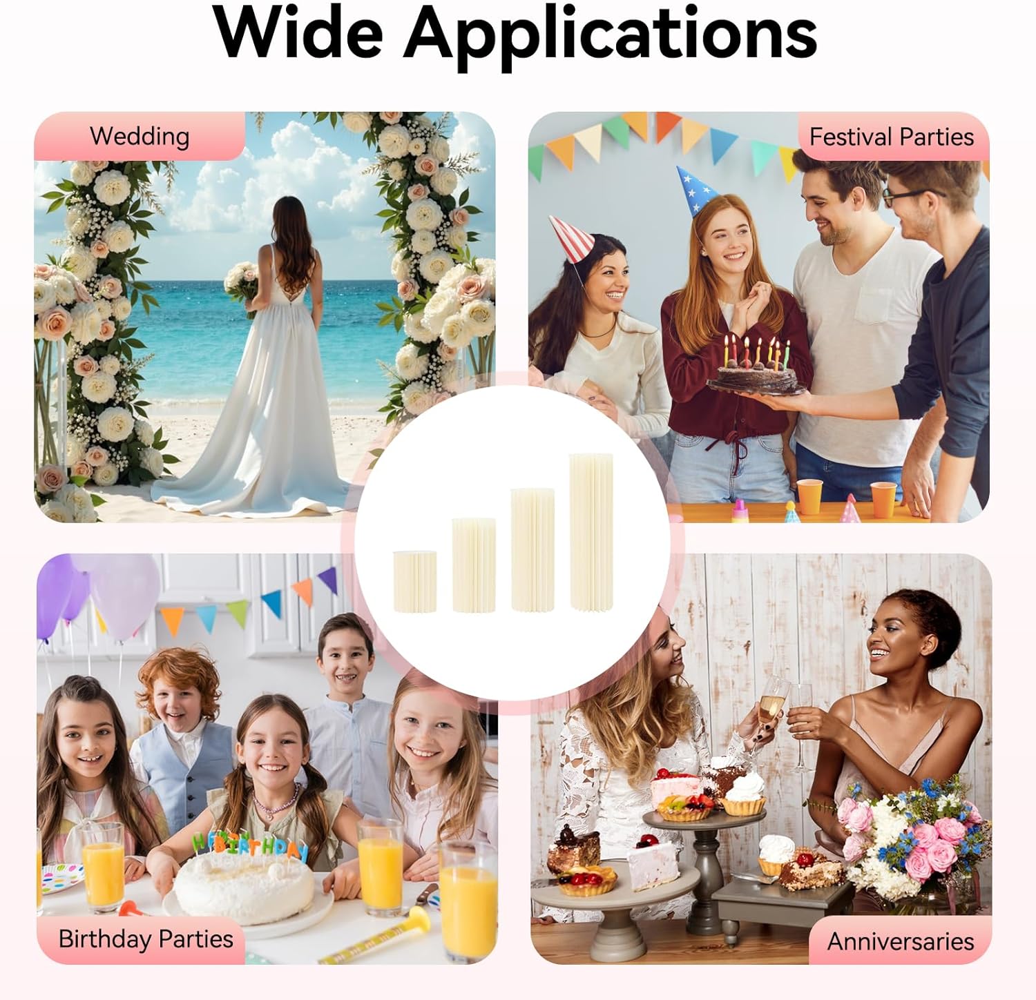 4PCS Foldable Cardboard Display Stand for Wedding Party Cakes