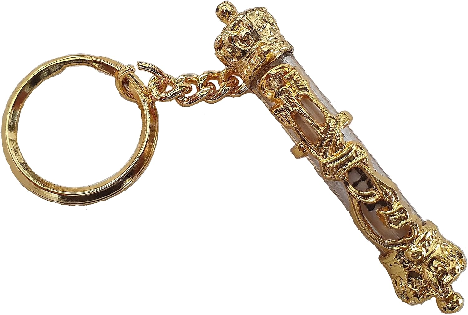 Gold Mezuzah Style Keychain with Travel Bless Scroll from Jerusalem