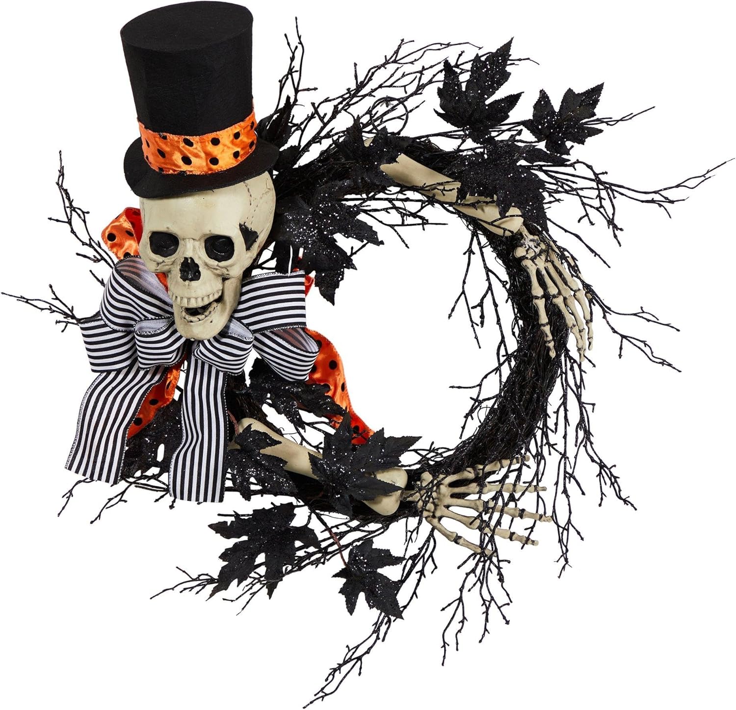 Nearly Natural 26in Halloween Skeleton Wreath