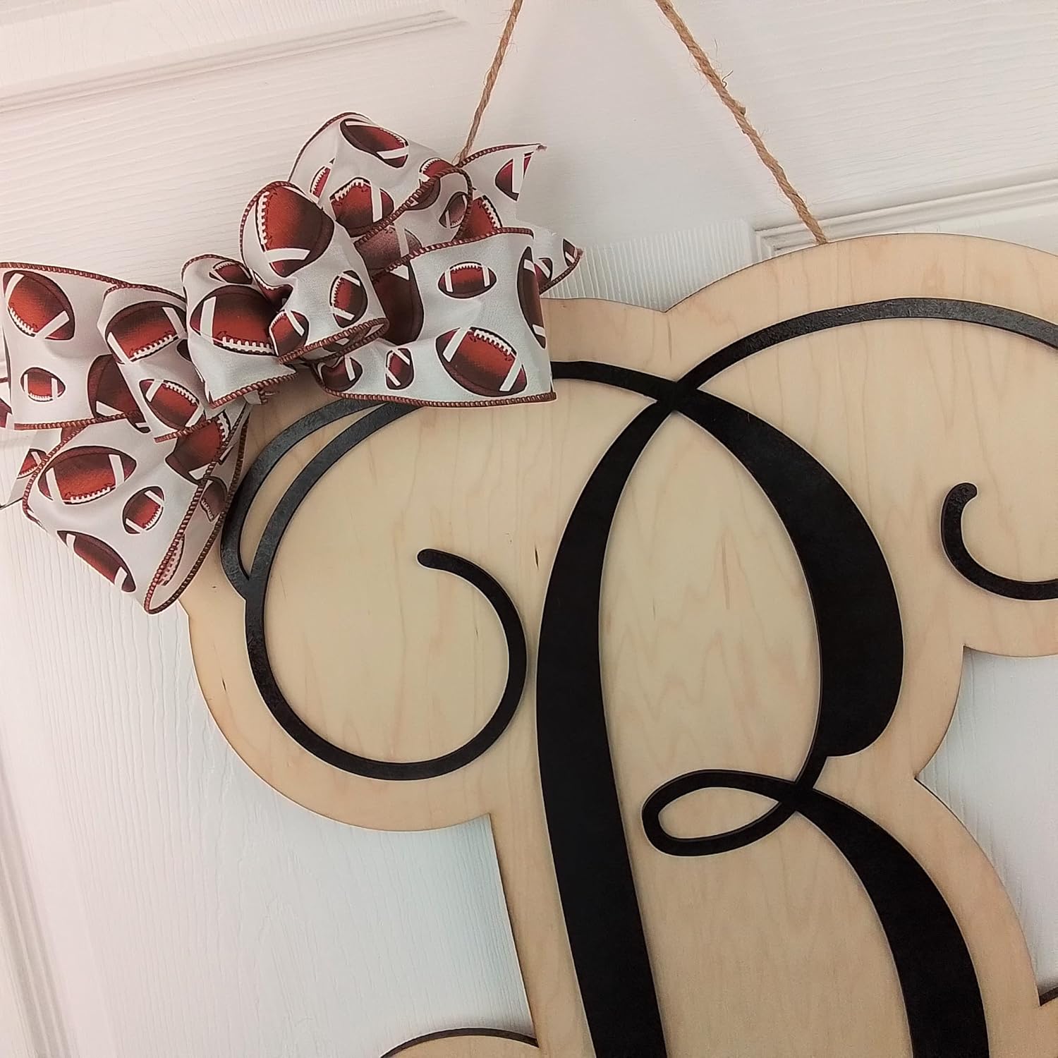 Custom Football Door Hanger with Monogram