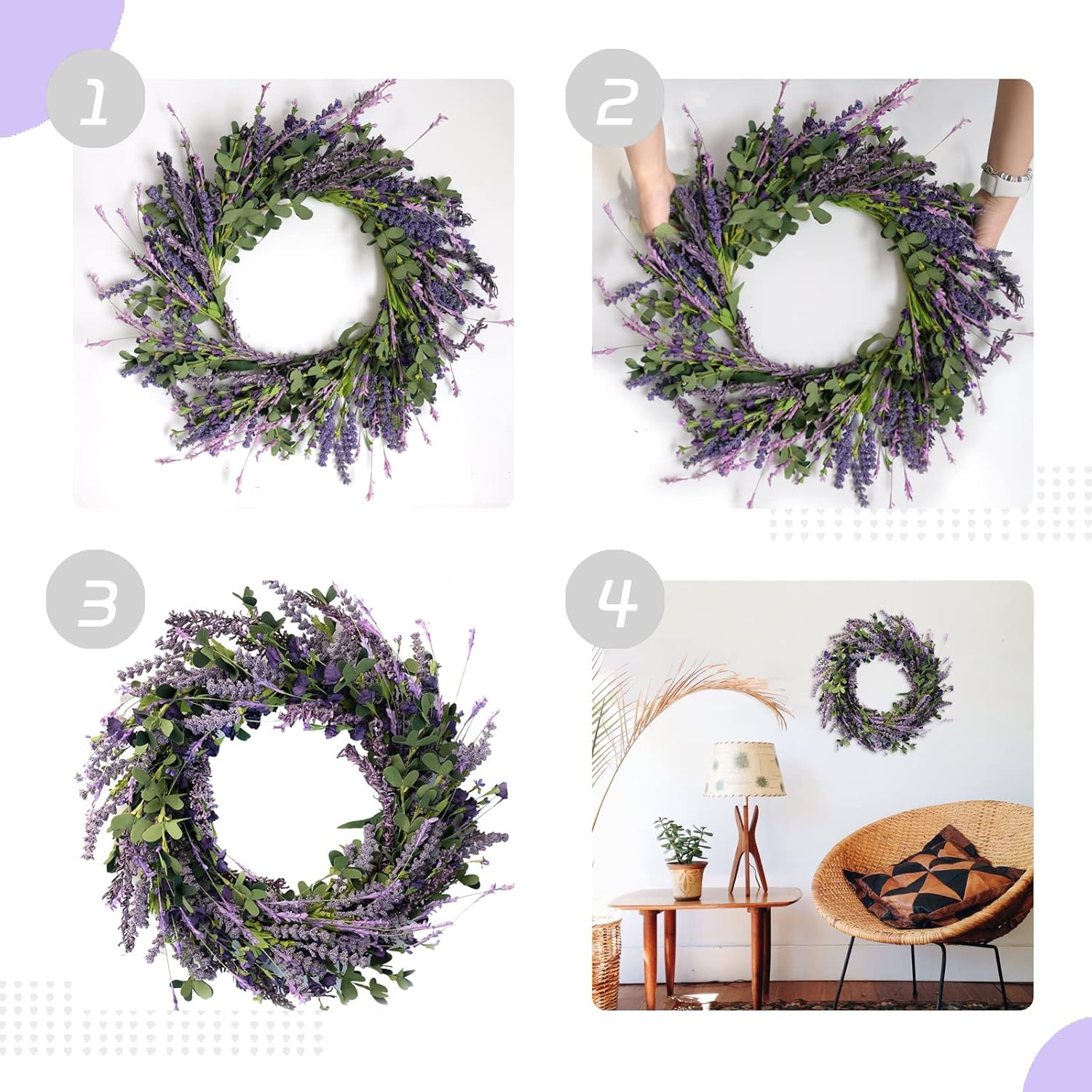 Bibelot 20 Inch Lavender Wreath Front Door Decor