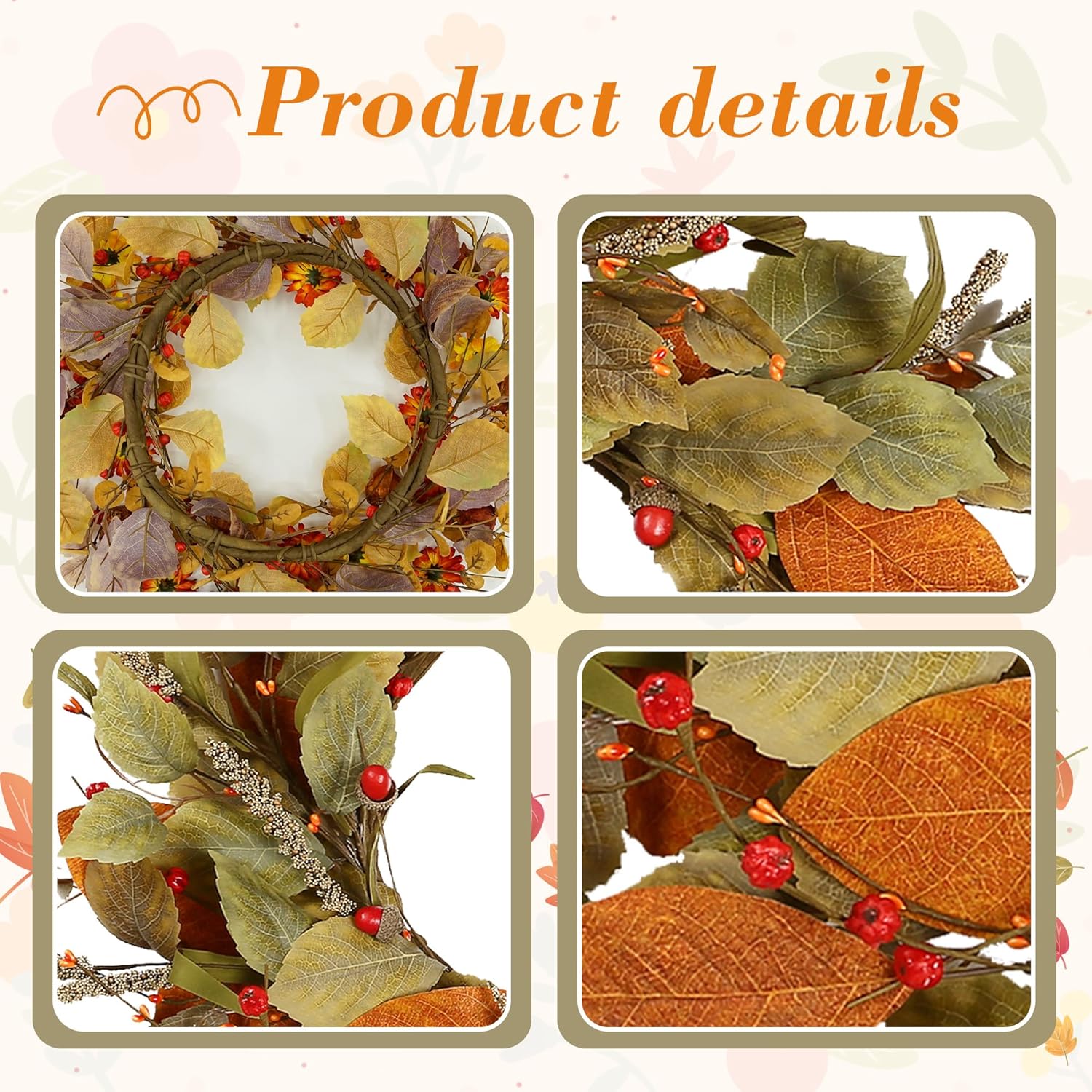 YNYLCHMX 18 Inch Fall Wreath Front Door Decor